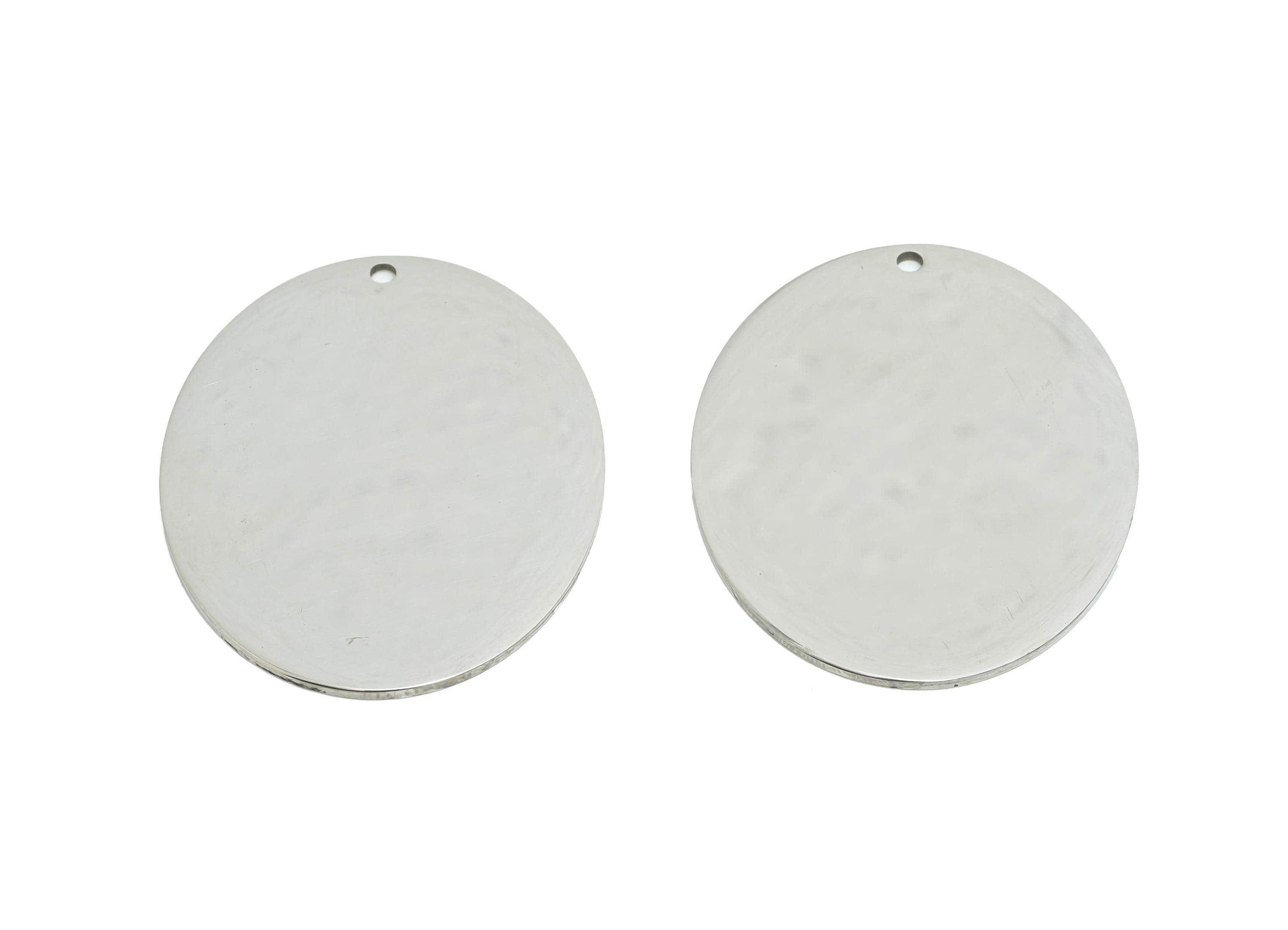 Stainless Steel Oval Pendant - High-Quality Customizable Geometry Charm for Necklace - Minimalist Metal Oval Charm - 30x25.3x0.98mm - SS2272 - DOMEDBAZAAR