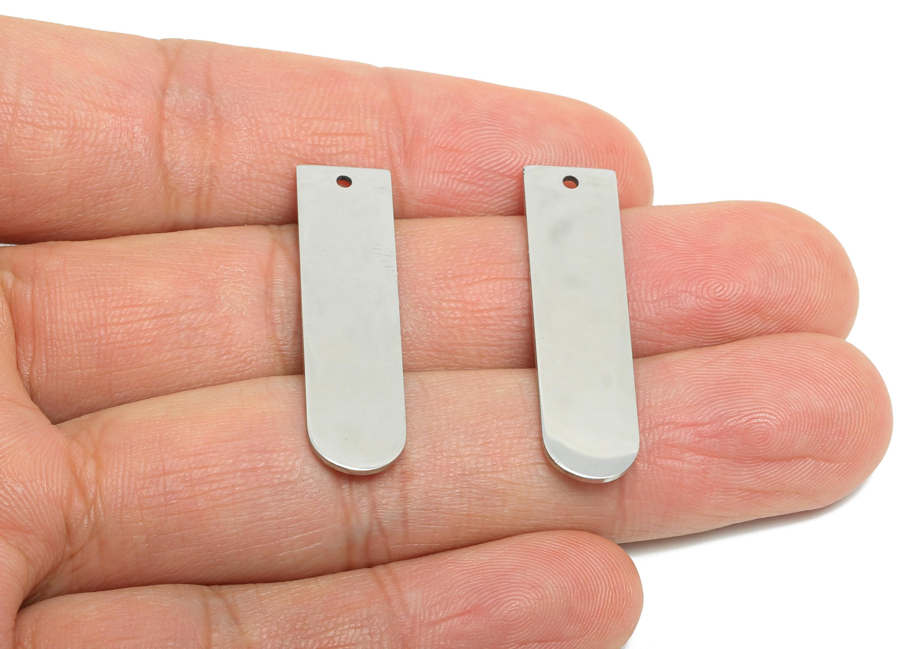 Steel Rectangle Pendant - Modern Slim Bar Pendant For DIY Crafts - Pendant for Layering Necklaces - Geometric Pendant - 34x9x0.98mm-SS2321 - DOMEDBAZAAR