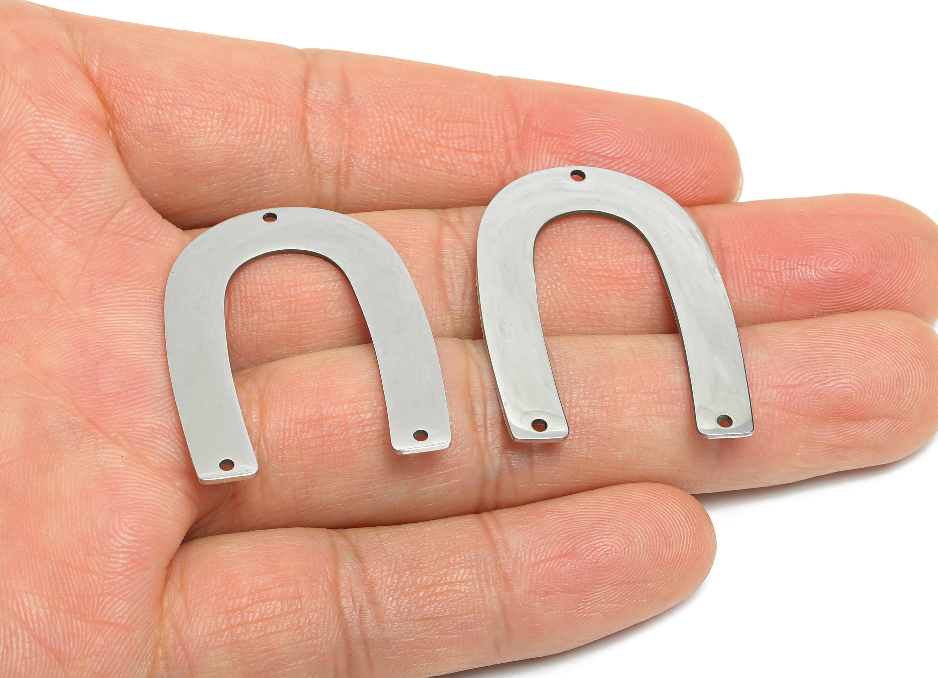 Horseshoe Pendant - Stainless Steel U Shape Connector - Modern Arch Pendant - Handmade Jewelry Supplies Horseshoe - 35x26x0.98mm - SS2617 - DOMEDBAZAAR