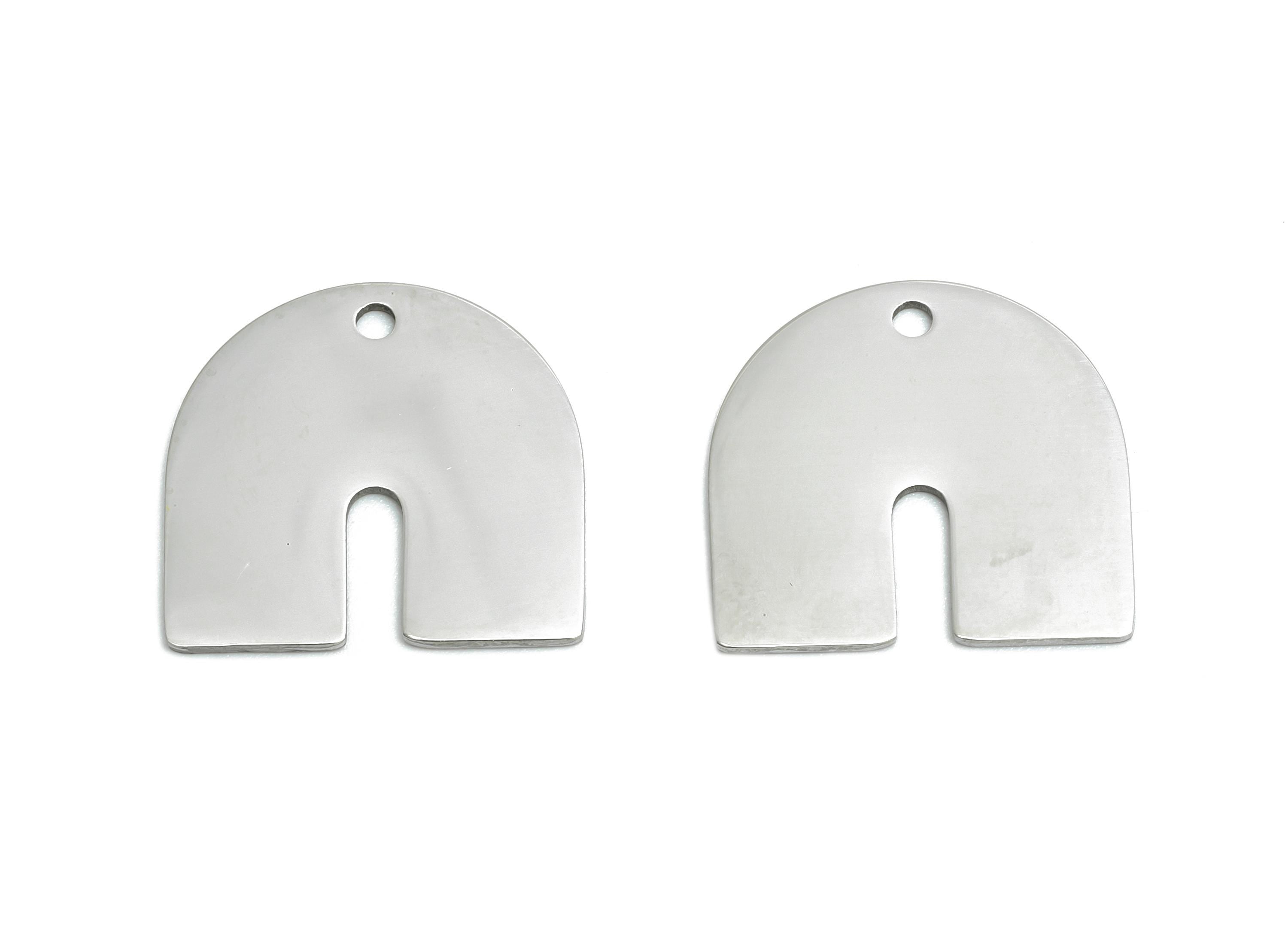 Minimalist Arch Pendant - Stainless Steel Geometry Charm - Boho Modern Jewelry Component - Handmade Jewelry Supplies - 17x16x0.98mm - SS2623 - DOMEDBAZAAR