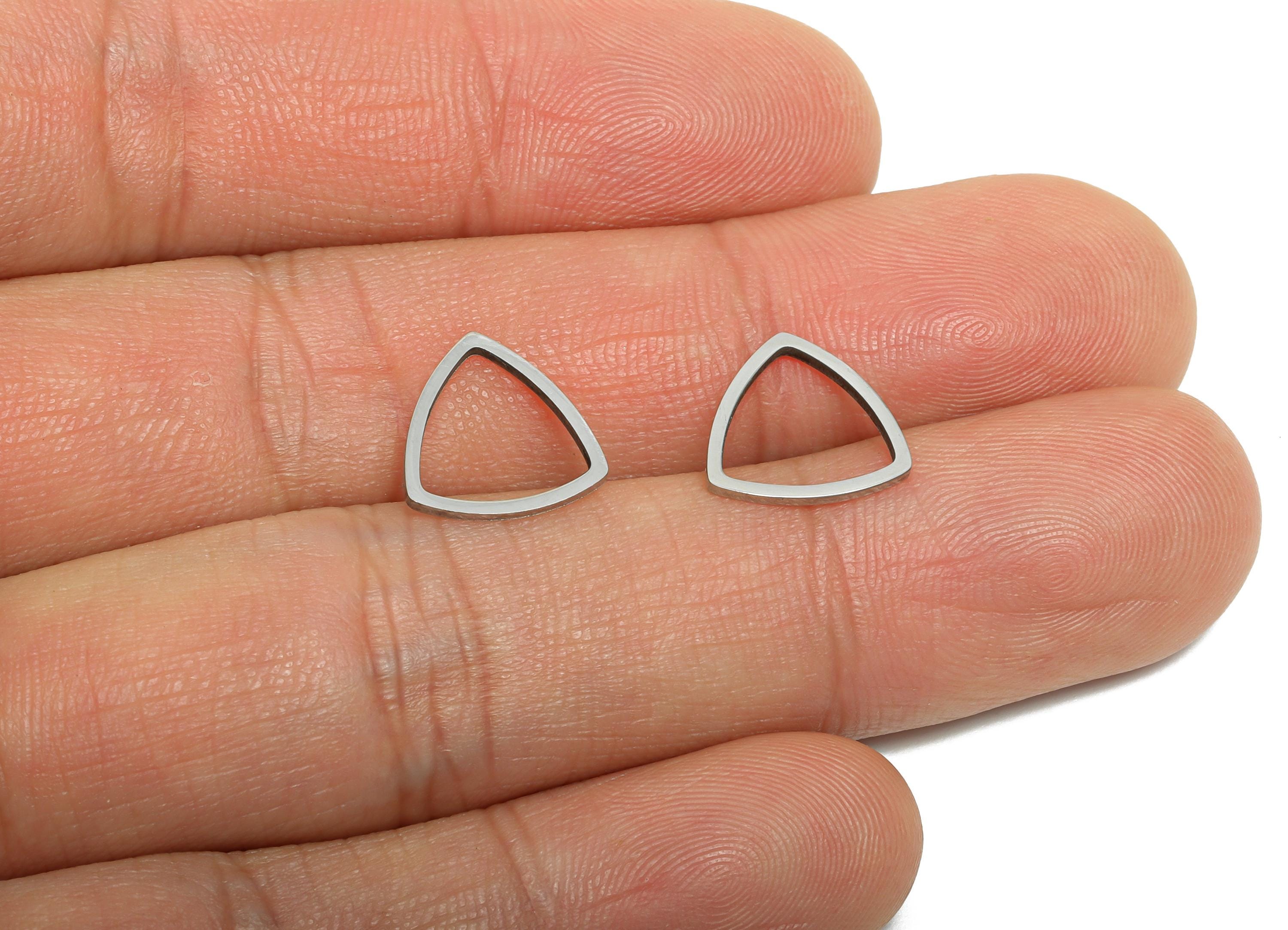 11mm Steel Triangle Ring Earring Charms - Geometric Jewelry Connector for DIY Making - Hollow Metal DIY Jewelry - 11.75x11.4x0.9mm - SS2673