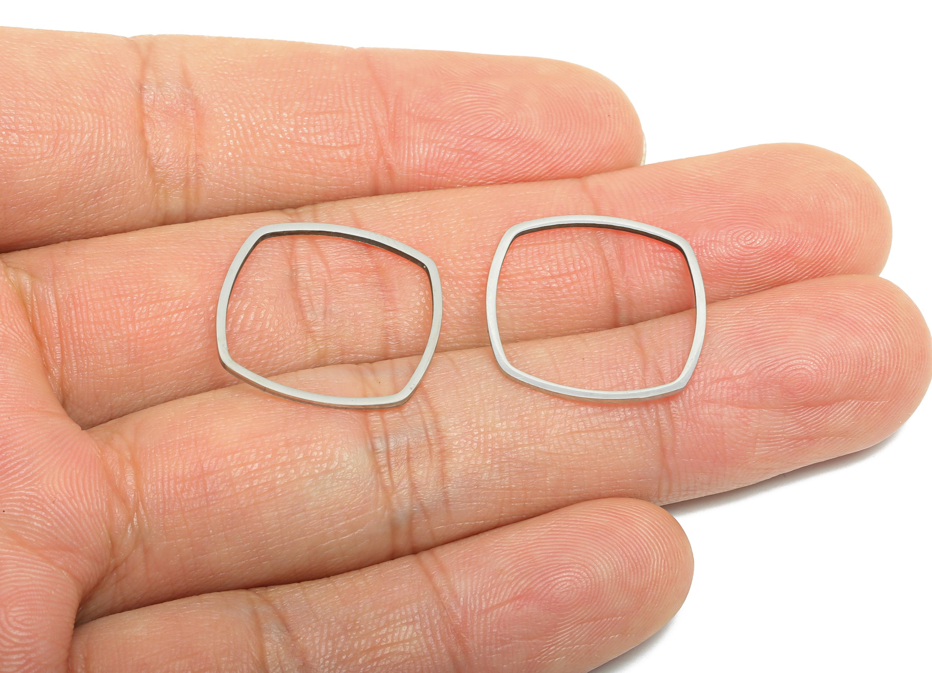 19mm Steel Square Ring Earring Charm - Geometric Jewelry Connector for DIY Making - Hollow Square Jewelry Charm - 19.8x19.8x0.9mm - SS2662 - DOMEDBAZAAR