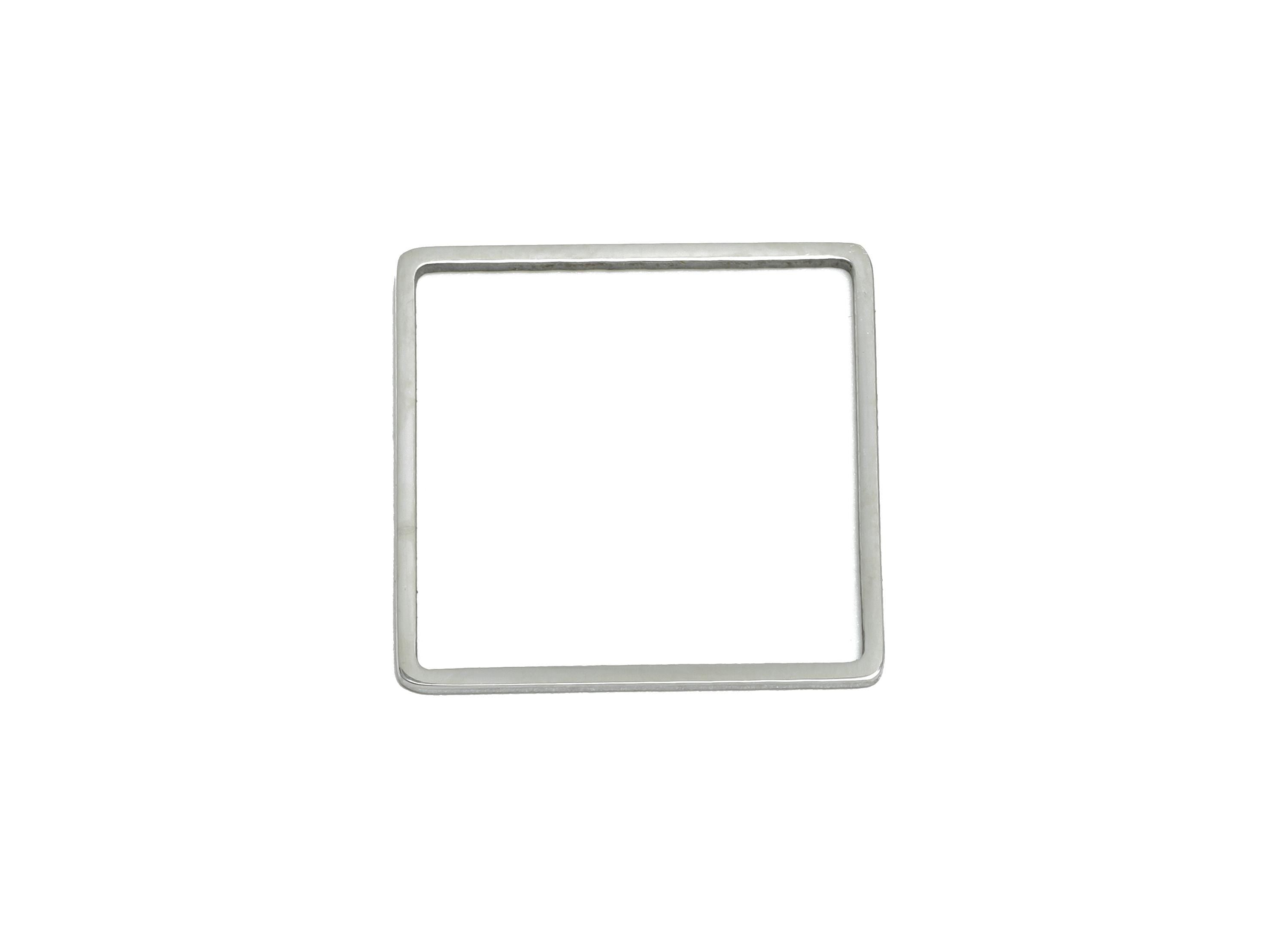 20mm Steel Square Ring Earring Charm - Geometric Jewelry Connector for DIY Making - Lightweight Hollow Square Charm - 19.8x19.8x0.9mm-SS2674