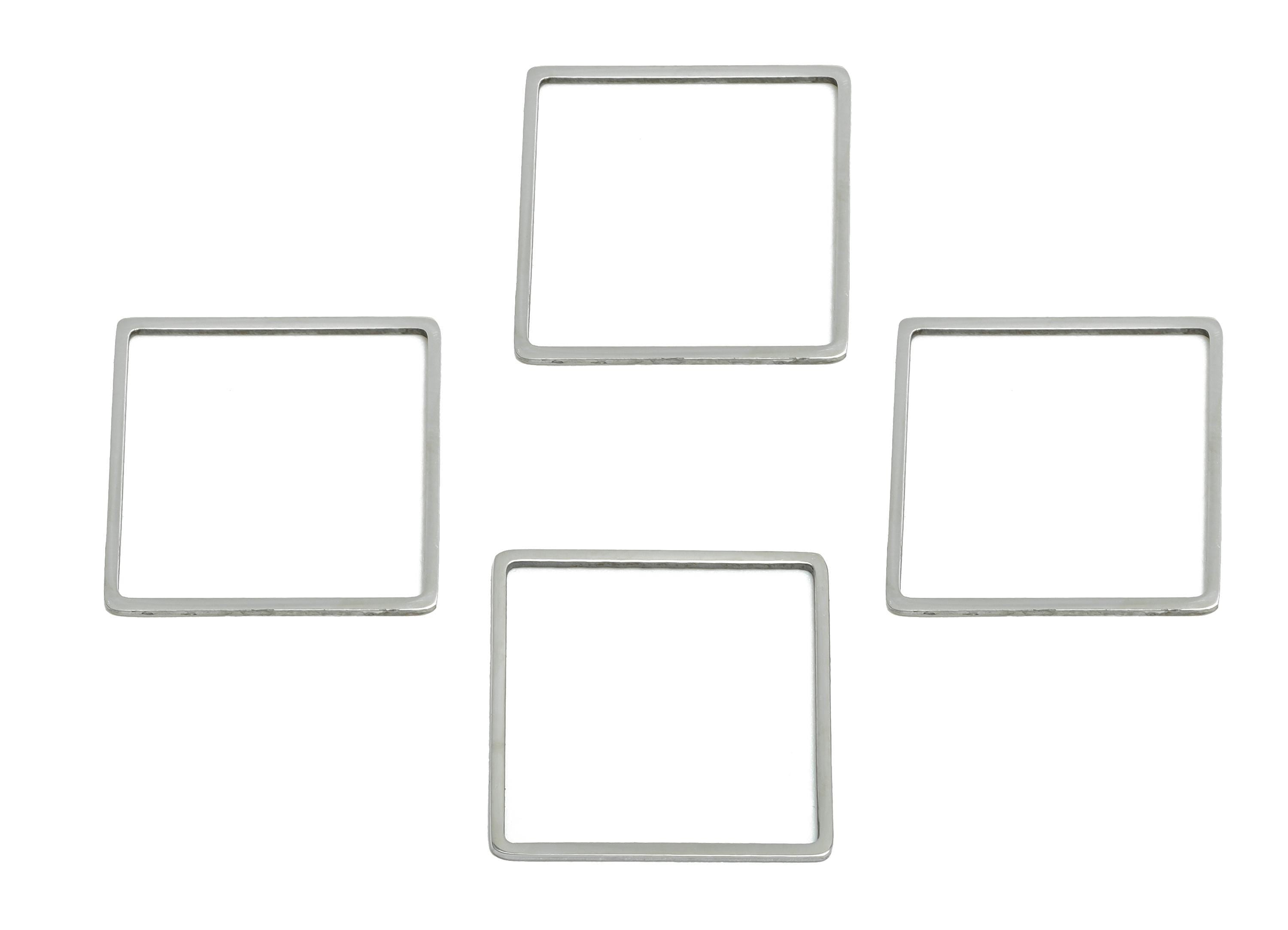 20mm Steel Square Ring Earring Charm - Geometric Jewelry Connector for DIY Making - Lightweight Hollow Square Charm - 19.8x19.8x0.9mm-SS2674