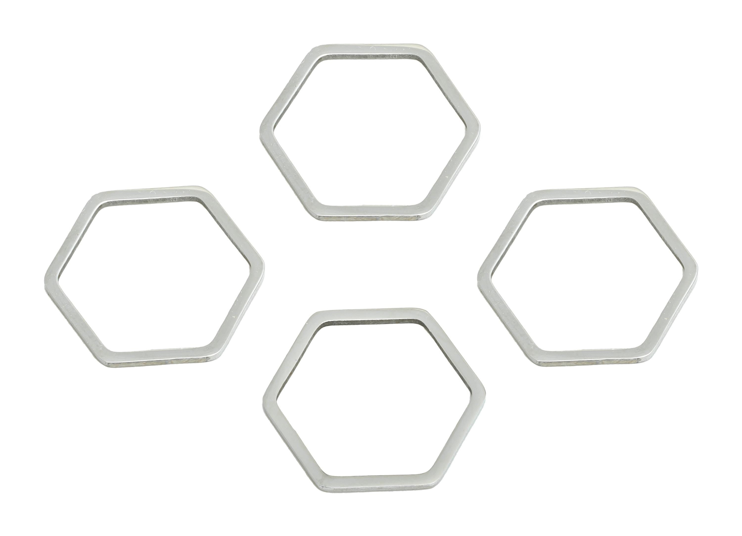 15mm Steel Hexagon Ring Earring Charm - Geometric Jewelry Connector for DIY Making - Lightweight Hollow Hexagon Charm -15x13.8x0.9mm -SS2682