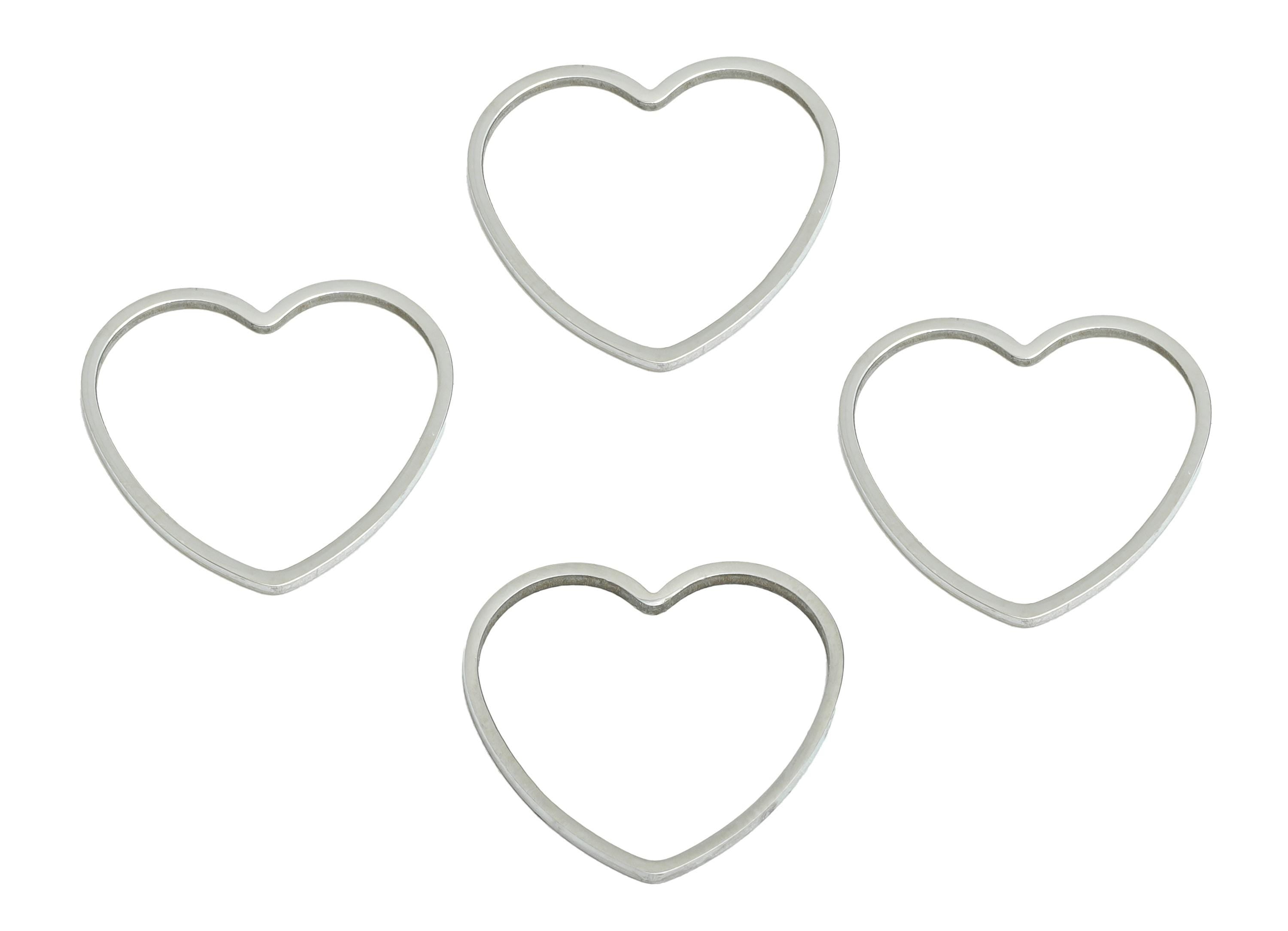 15mm Steel Heart Ring Earring Charms - Geometric Jewelry Connector for DIY Making - Hollow Metal DIY Jewelry - 15.68x14.45x0.8mm - SS2689 - DOMEDBAZAAR