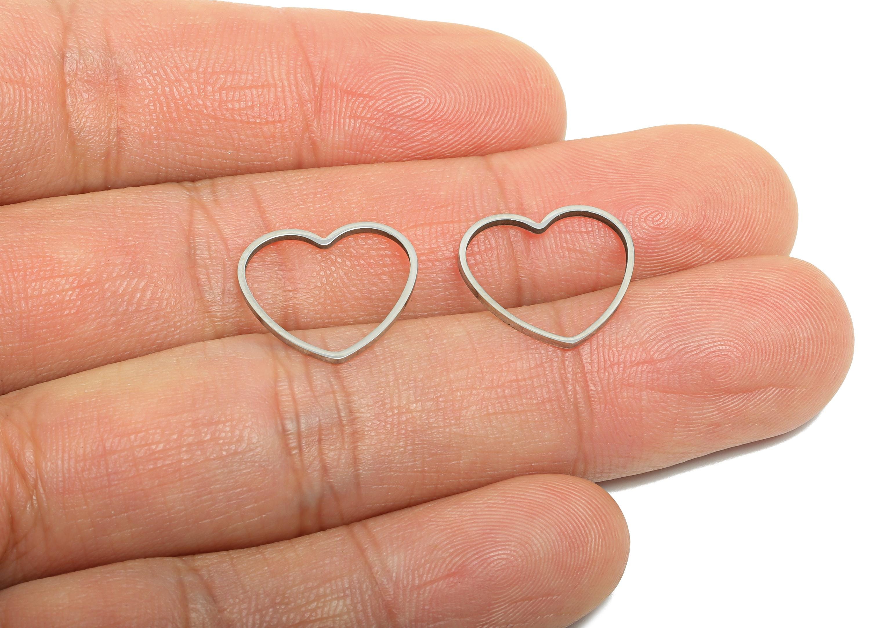 15mm Steel Heart Ring Earring Charms - Geometric Jewelry Connector for DIY Making - Hollow Metal DIY Jewelry - 15.68x14.45x0.8mm - SS2689 - DOMEDBAZAAR