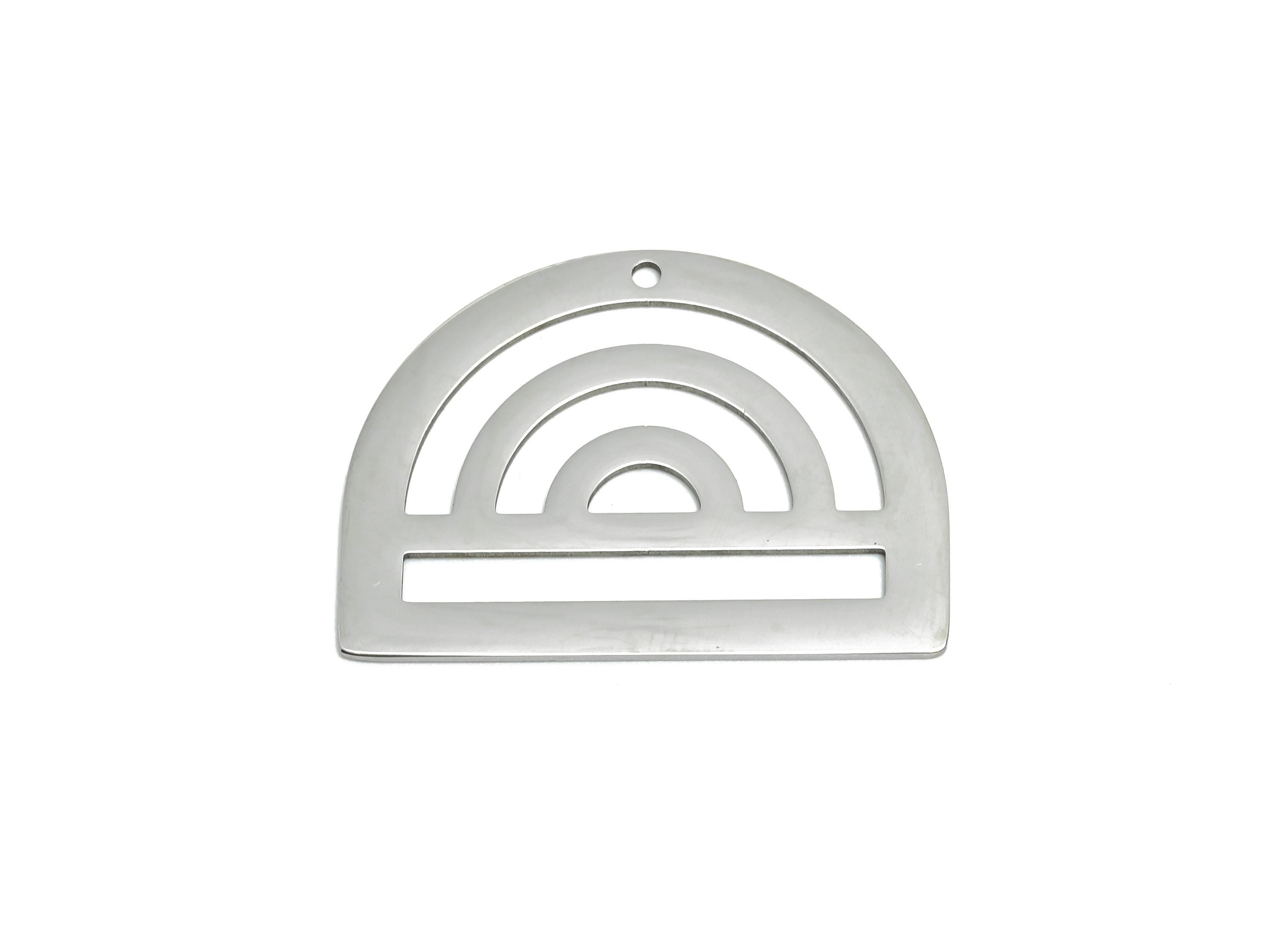 Minimalist Rainbow Pendant - Geometric Half Circle Charm - Cutout Rainbow For Necklace - DIY  Earring Finding - 35x26x0.98mm - SS2601 - DOMEDBAZAAR