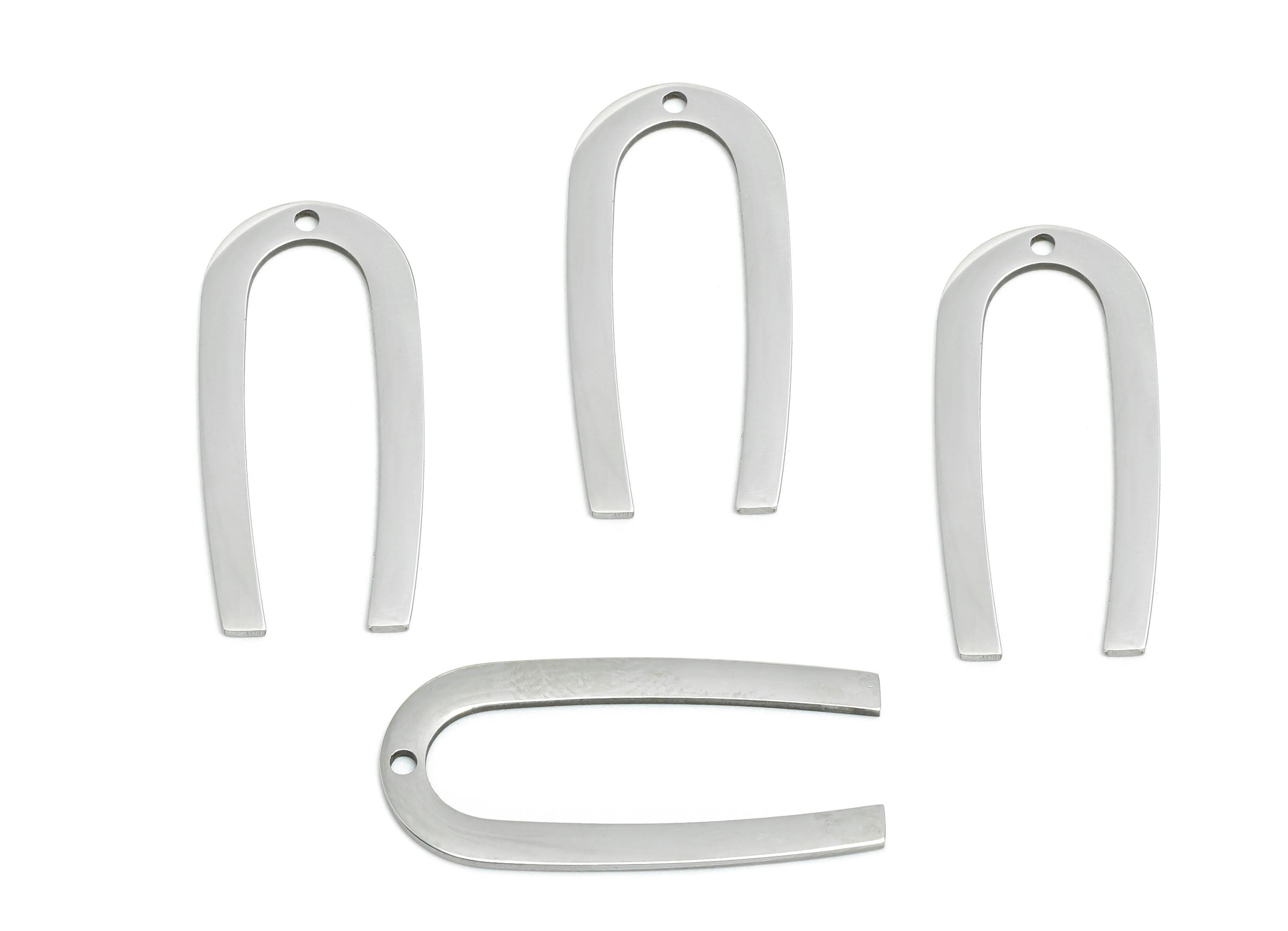 Steel Horseshoe Pendant - Modern U Shape Charm - Geometric Arch Pendant - Handmade Jewelry Making Supplies - 27.13x12.43x0.98mm - SS2605 - DOMEDBAZAAR