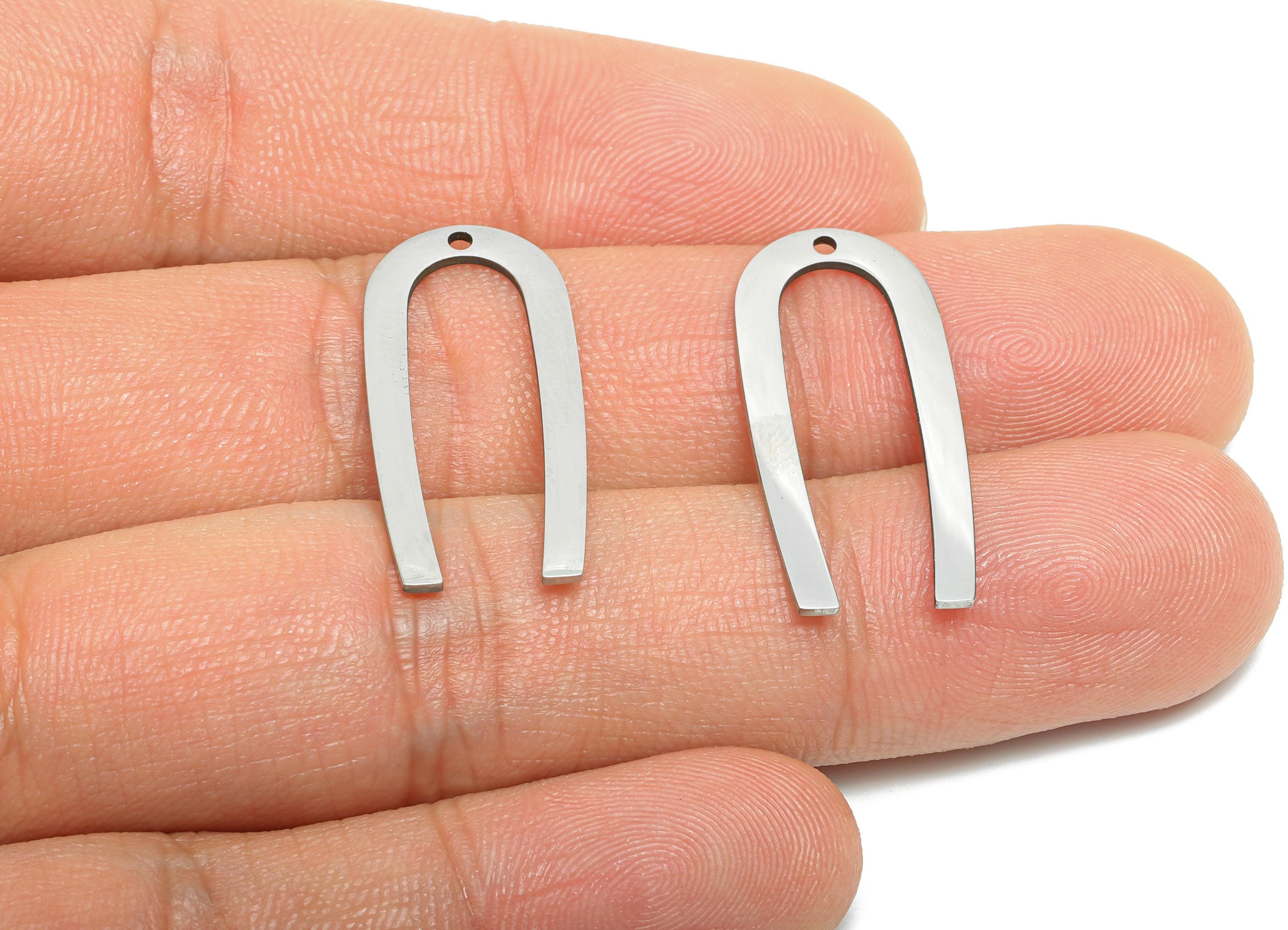 Steel Horseshoe Pendant - Modern U Shape Charm - Geometric Arch Pendant - Handmade Jewelry Making Supplies - 27.13x12.43x0.98mm - SS2605 - DOMEDBAZAAR