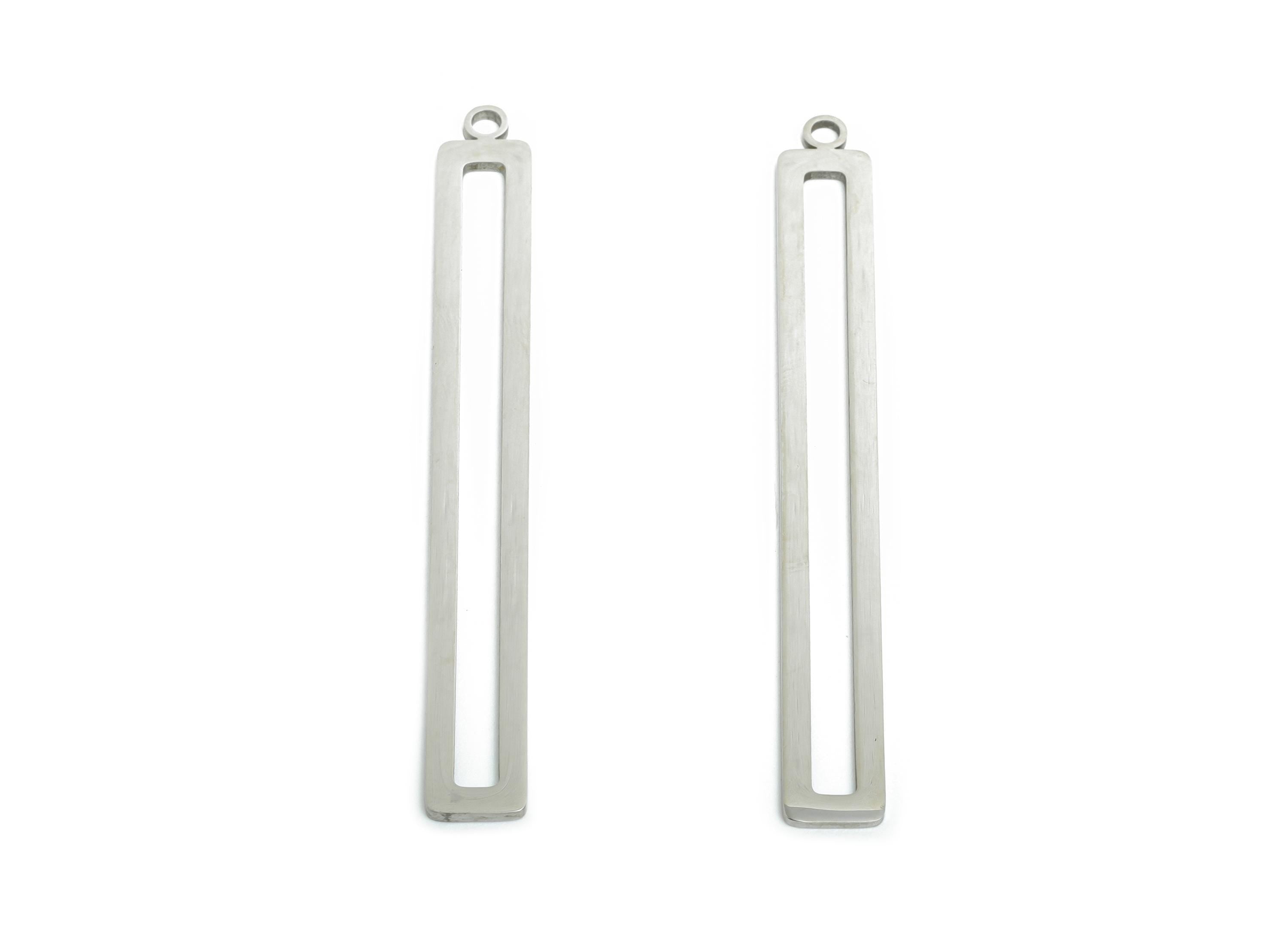 Steel Rectangle Earring Charm - Minimalist Geometry Frame for DIY Jewelry - High-Quality Stainless Steel  Charm - 53x6x0.98mm - SS2273 - DOMEDBAZAAR