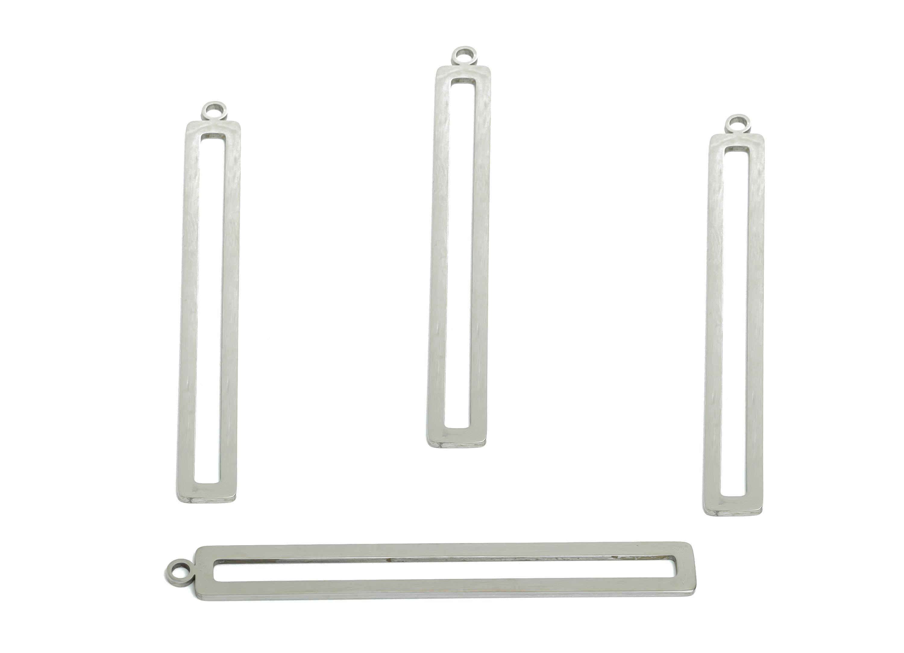 Steel Rectangle Earring Charm - Minimalist Geometry Frame for DIY Jewelry - High-Quality Stainless Steel  Charm - 53x6x0.98mm - SS2273 - DOMEDBAZAAR