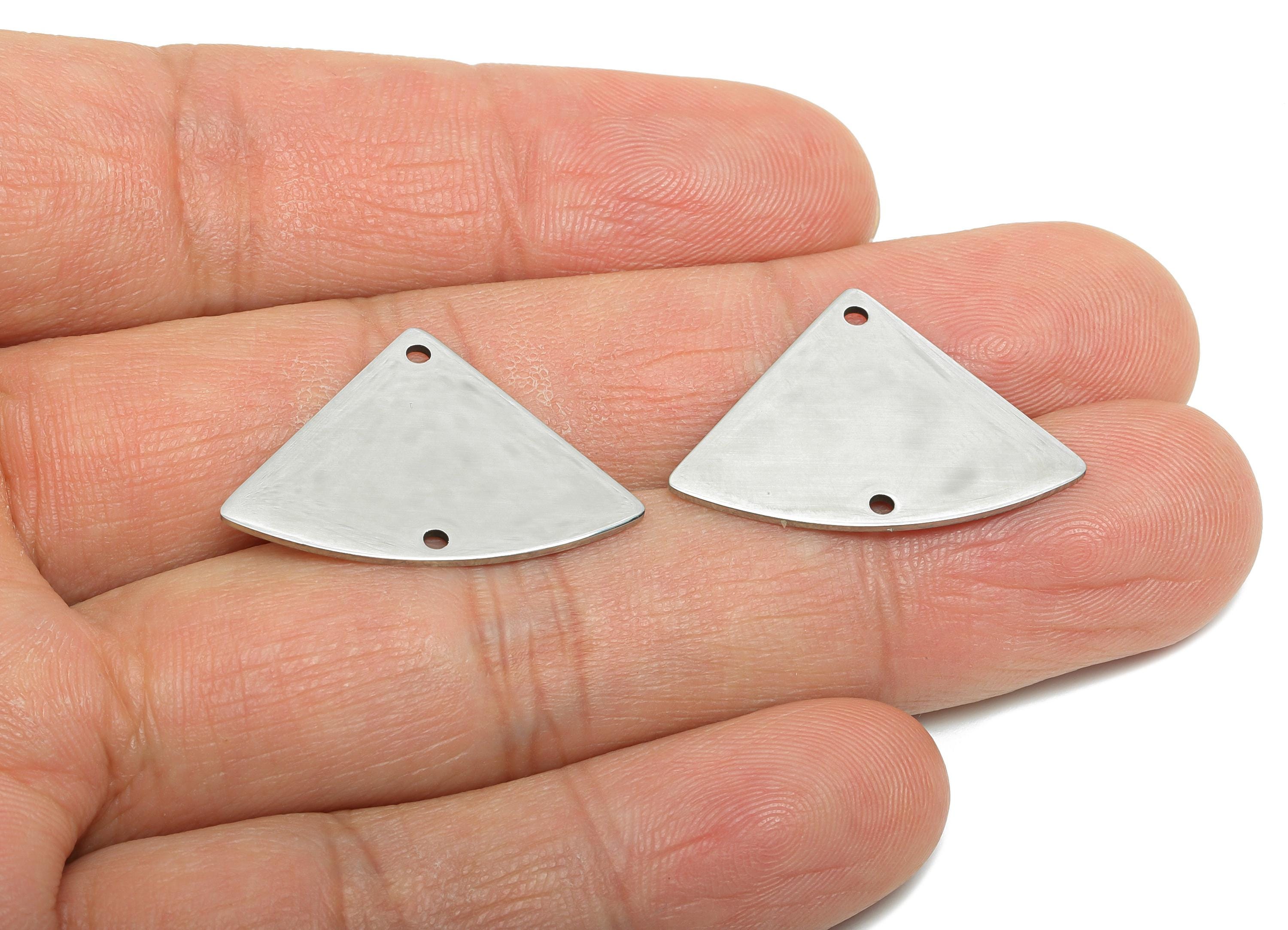Steel Triangle Connector - Minimalist Geometry Charm for DIY Jewelry - Modern High-Quality Earring Making Supplies - 26x18x0.98mm - SS2523 - DOMEDBAZAAR