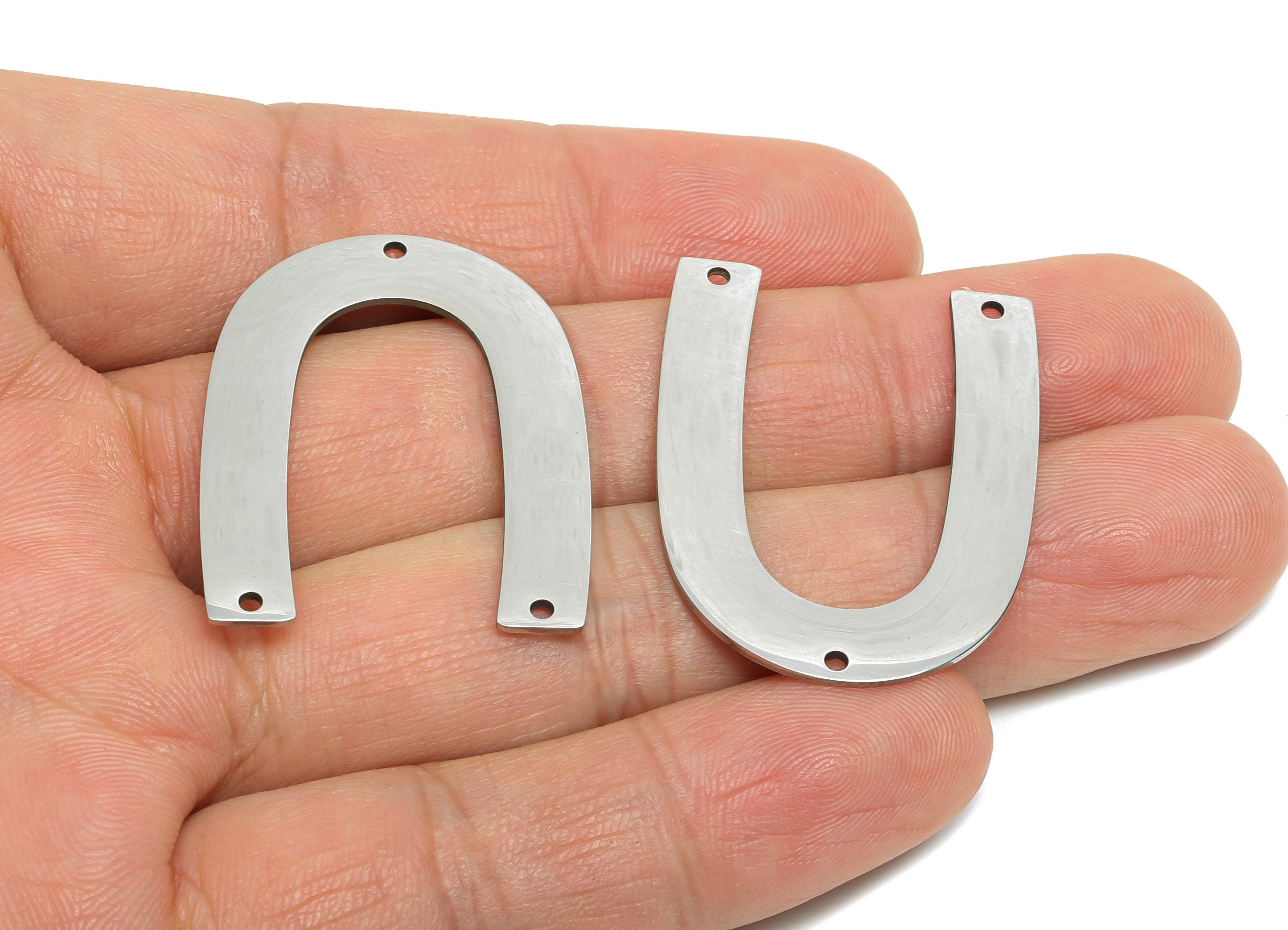 Steel Geometric Arch Connector - Modern Horseshoe Charm for DIY Jewelry -  Horseshoe Lucky Charm Jewelry Piece - 34x26x0.98mm - SS2526 - DOMEDBAZAAR