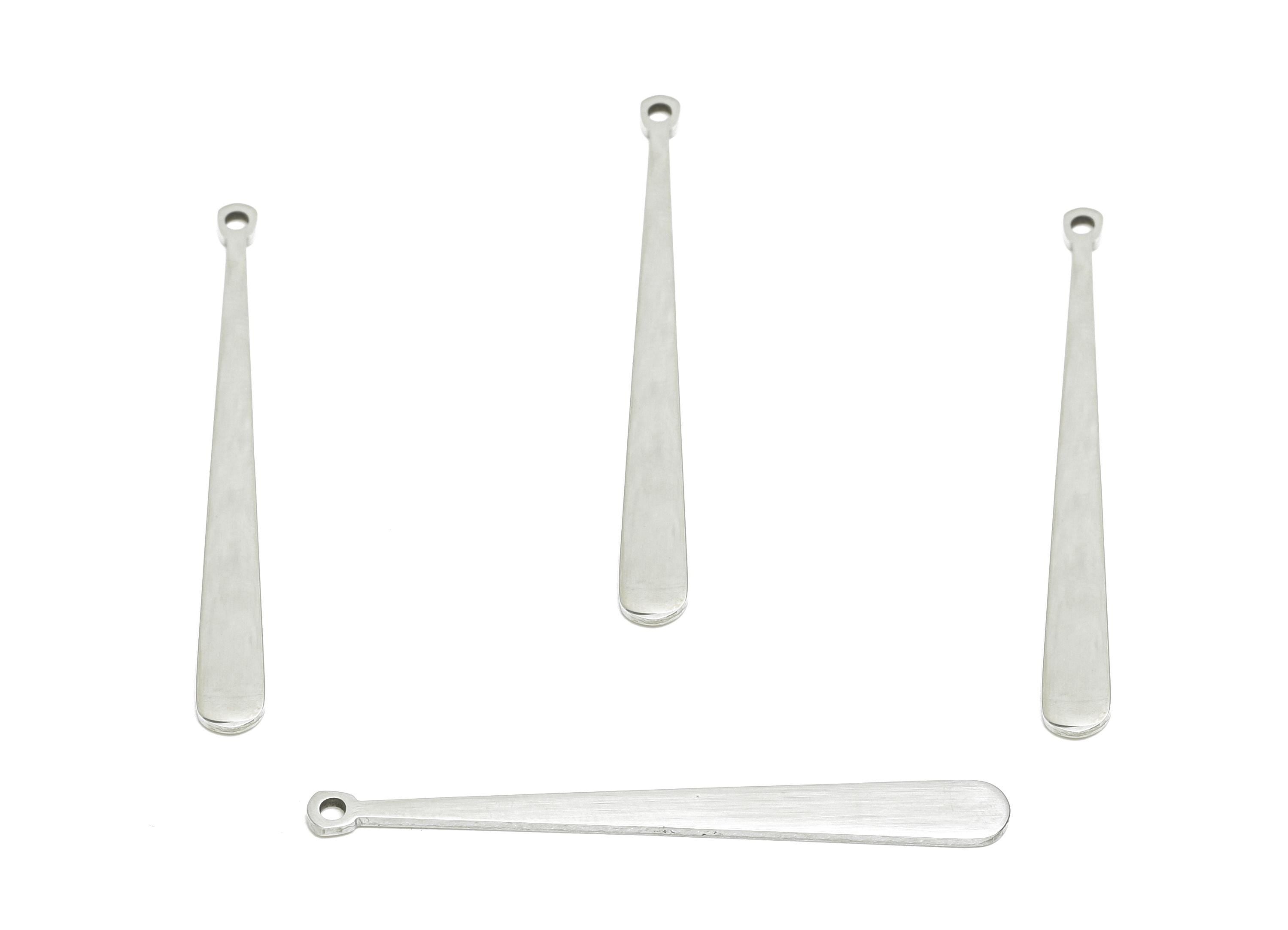 Steel Stick Earring Charm - Minimalist Teardrop Bar Charm for DIY Jewelry - Sleek Drop Stick Stainless Steel Charm - 38x3.85x0.98mm - SS2316 - DOMEDBAZAAR