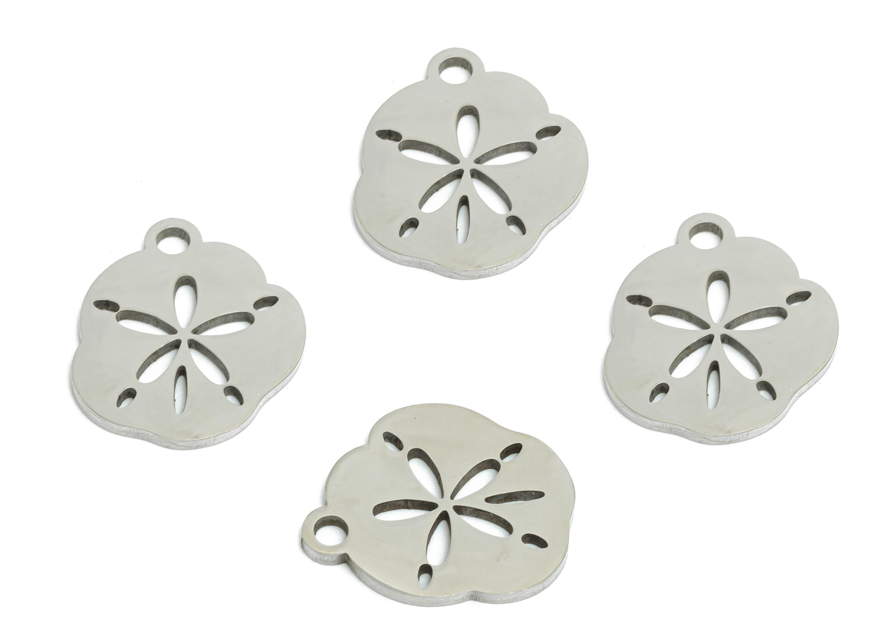 Steel Laser cut Floral Charm - Modern Nature-Inspired Jewelry - Minimalist Flower Design - DIY Jewelry Accessories - 15x12.4x0.98mm - SS2381 - DOMEDBAZAAR