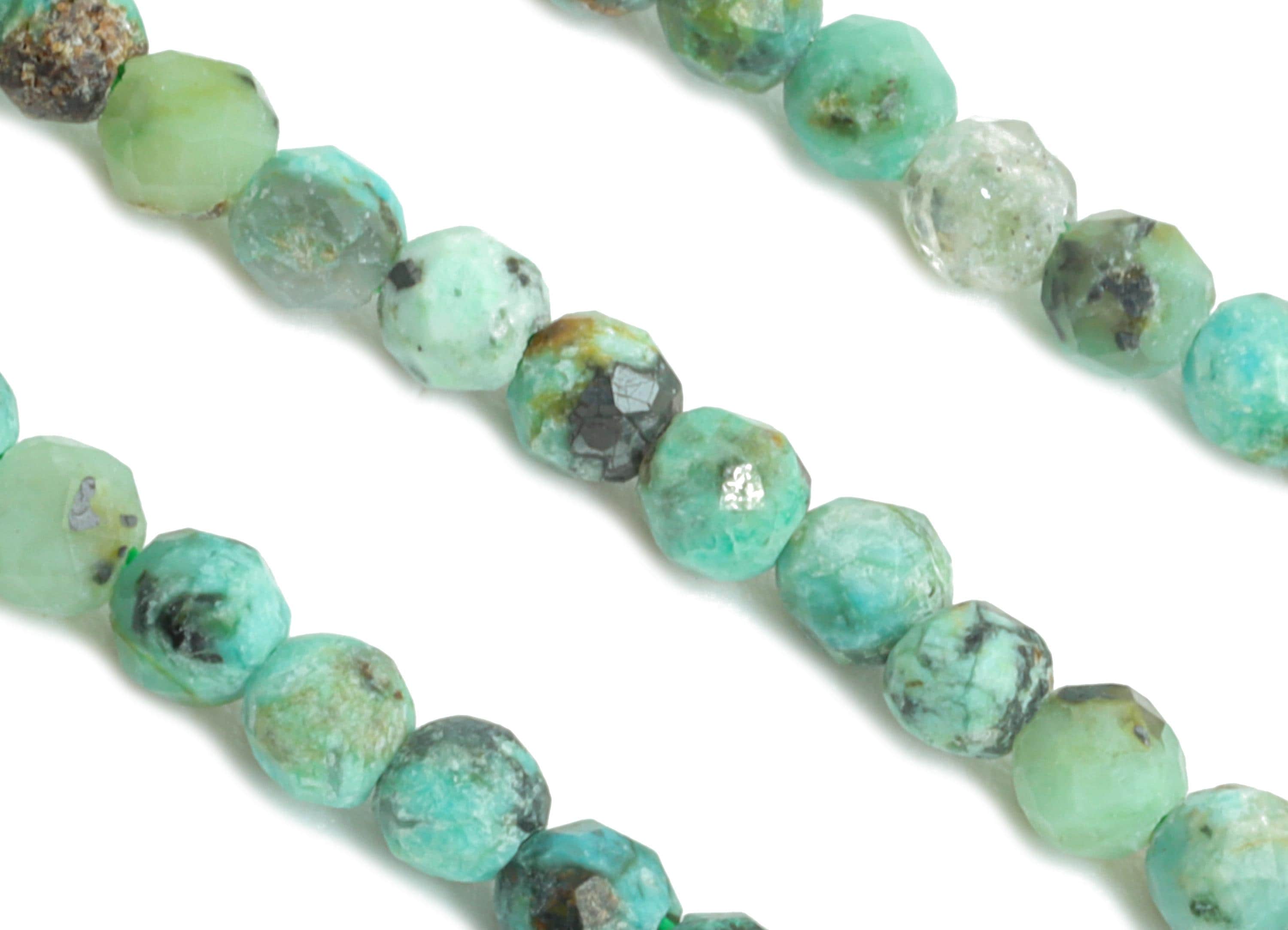 2mm Faceted Round Turquoise Beads - 15.5 inch - Natural Turquoise Beads - DIY Crafting Gemstone Bead - Jewelry Making Bead - 2x2mm - NS2410 - DOMEDBAZAAR