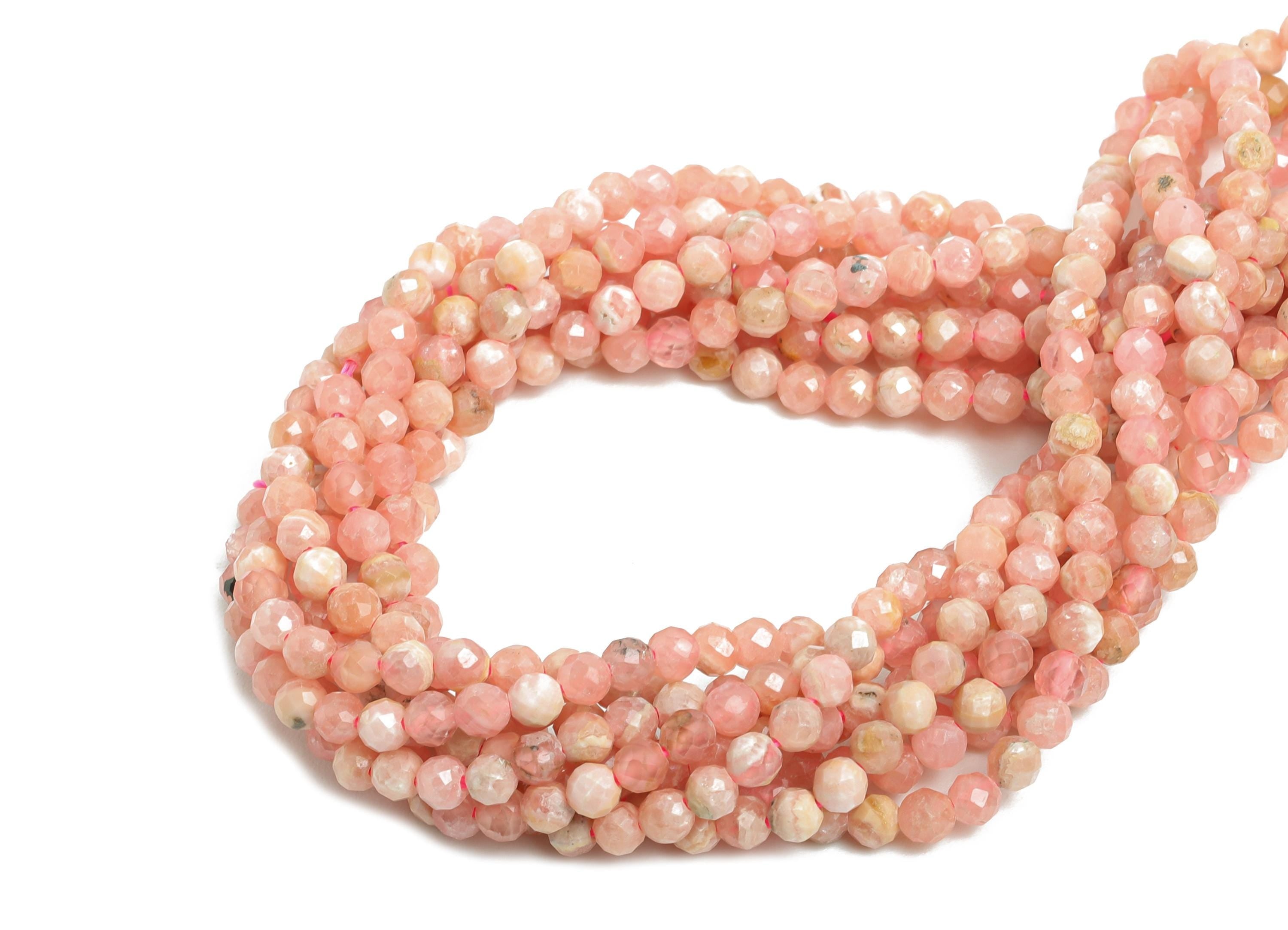 Rhodonite Natural Stone Beads - Round Faceted Rhodonite 15.5 inch /Strand - Gemstone Beads for Handmade - Jewelry Making Beads - NS2430 - DOMEDBAZAAR