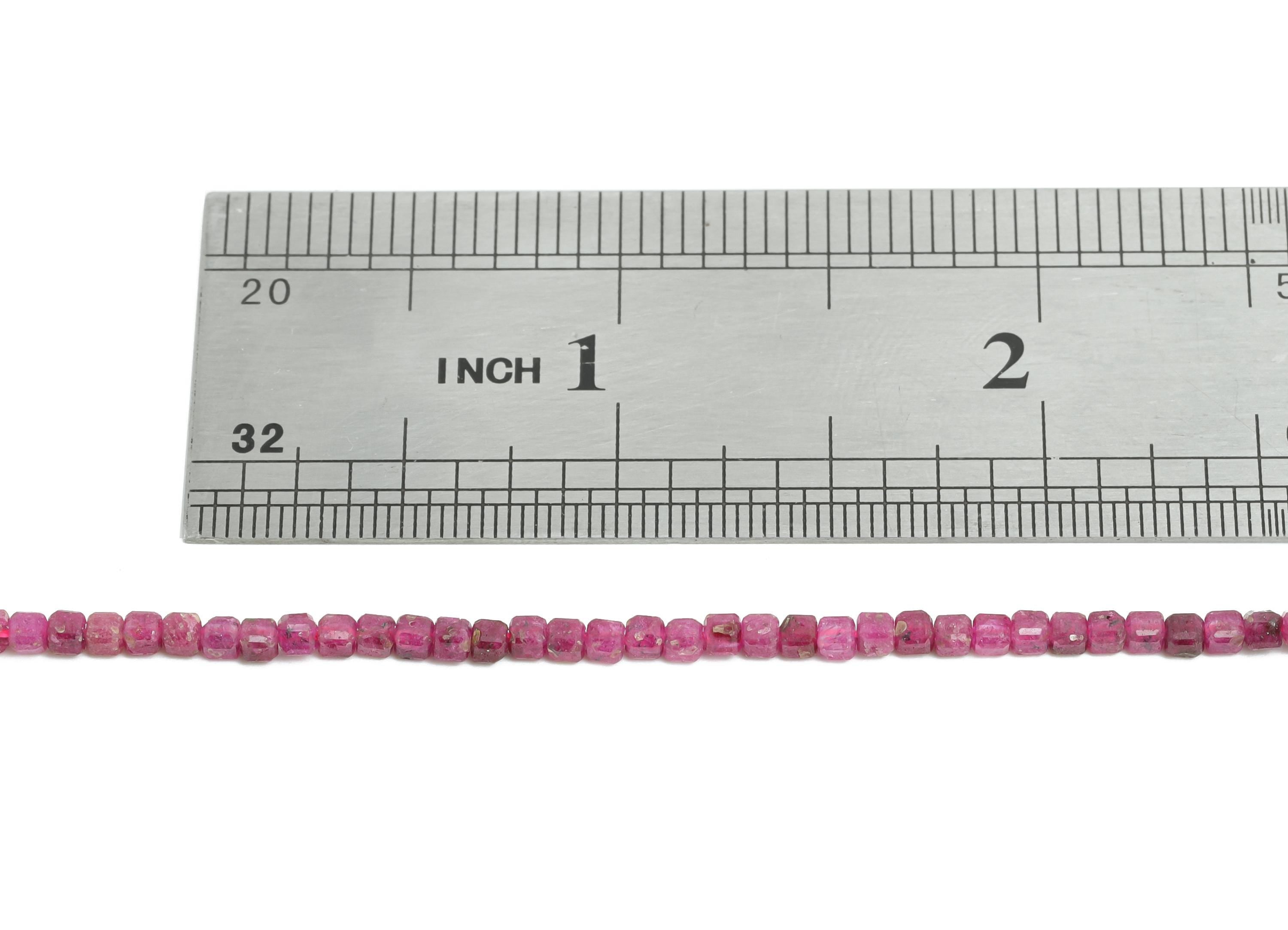 2mm Ruby Natural Stone Bead - Faceted Cube Ruby 15.5 inch /Strand - Gemstone Bead for Handmade - DIY Crafting Bead - Jewelry Making - NS2418 - DOMEDBAZAAR