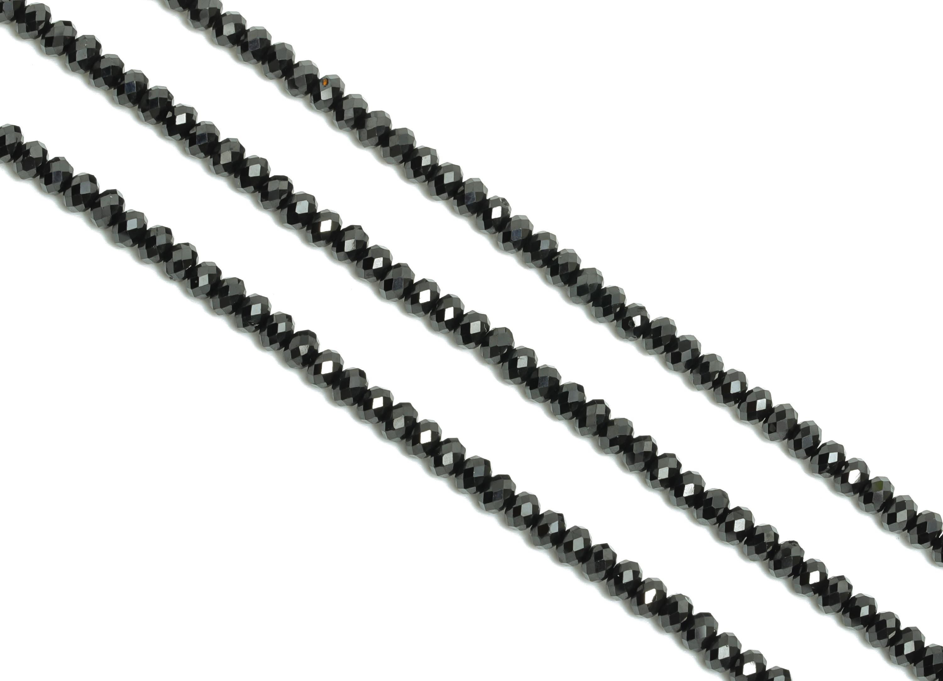 3x2mm Black Spinel Natural Stone Bead - Faceted Rondella 15.5 inch /Strand - Shiny Gemstone Bead - Crafting Bead - Jewelry Making -NS2481 - DOMEDBAZAAR