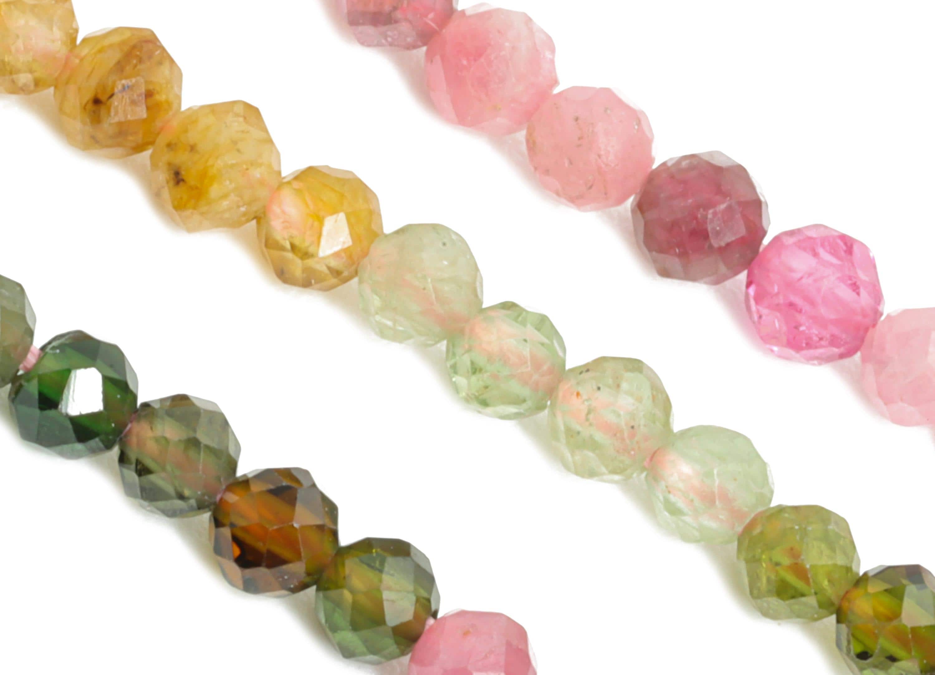 2.5mm Tourmaline Natural Stone Bead - Rainbow Faceted Round Tourmaline 15.5 inch /Strand - Gemstone Bead for Handmade - Jewelry DIY - NS2409 - DOMEDBAZAAR