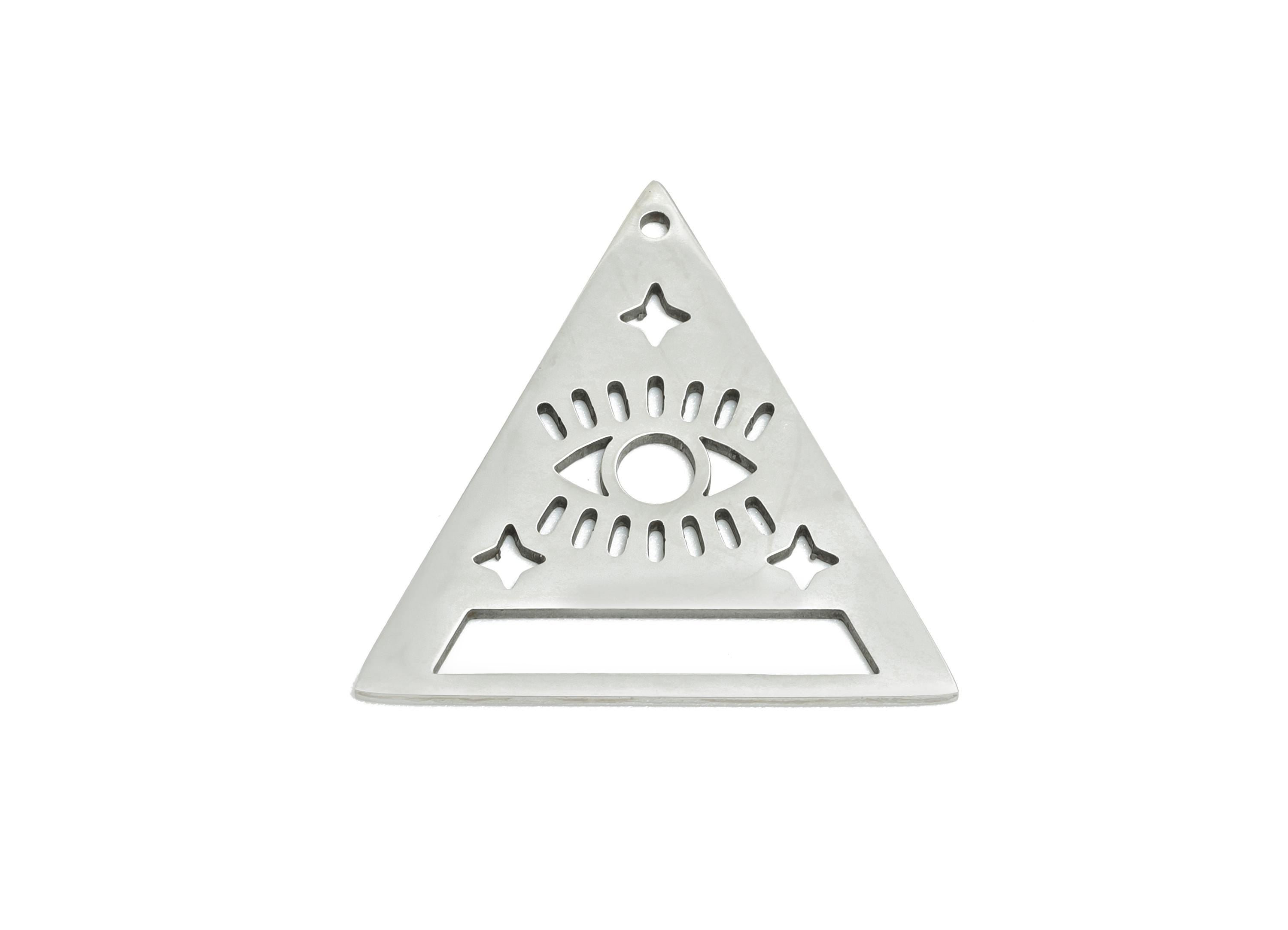 Steel Triangle Eye Pendant - Mystical All-Seeing Eye Jewelry - Symbolic Protection Jewelry - DIY Jewelry Making - 23.19x22.8x0.98mm - SS2596 - DOMEDBAZAAR