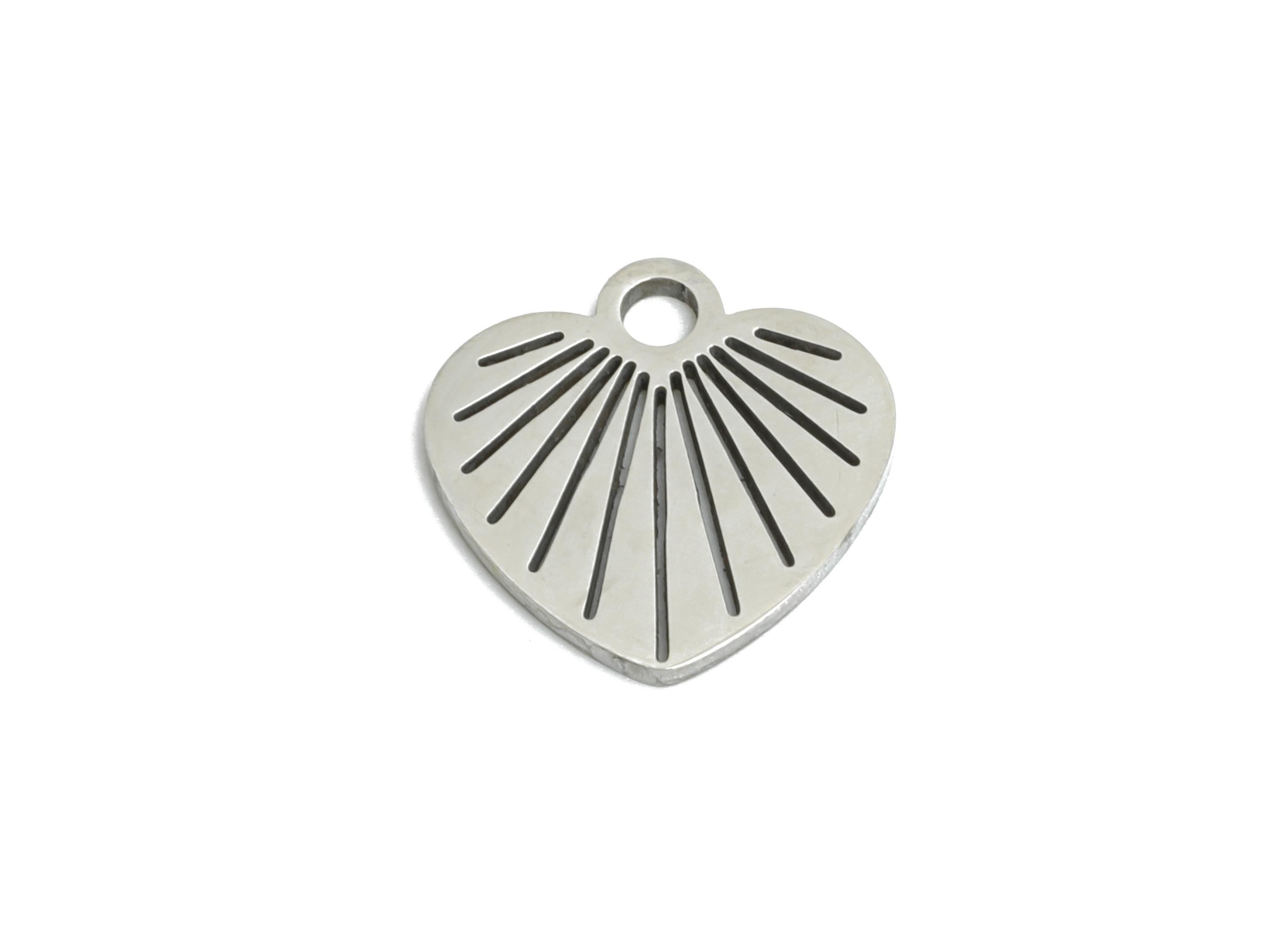 Steel Heart Earring Charm - Boho Romance Jewelry - Laser Cut Jewelry Supply For Necklace - Stainless Steel Charm - 11x11x0.98mm - SS2461 - DOMEDBAZAAR