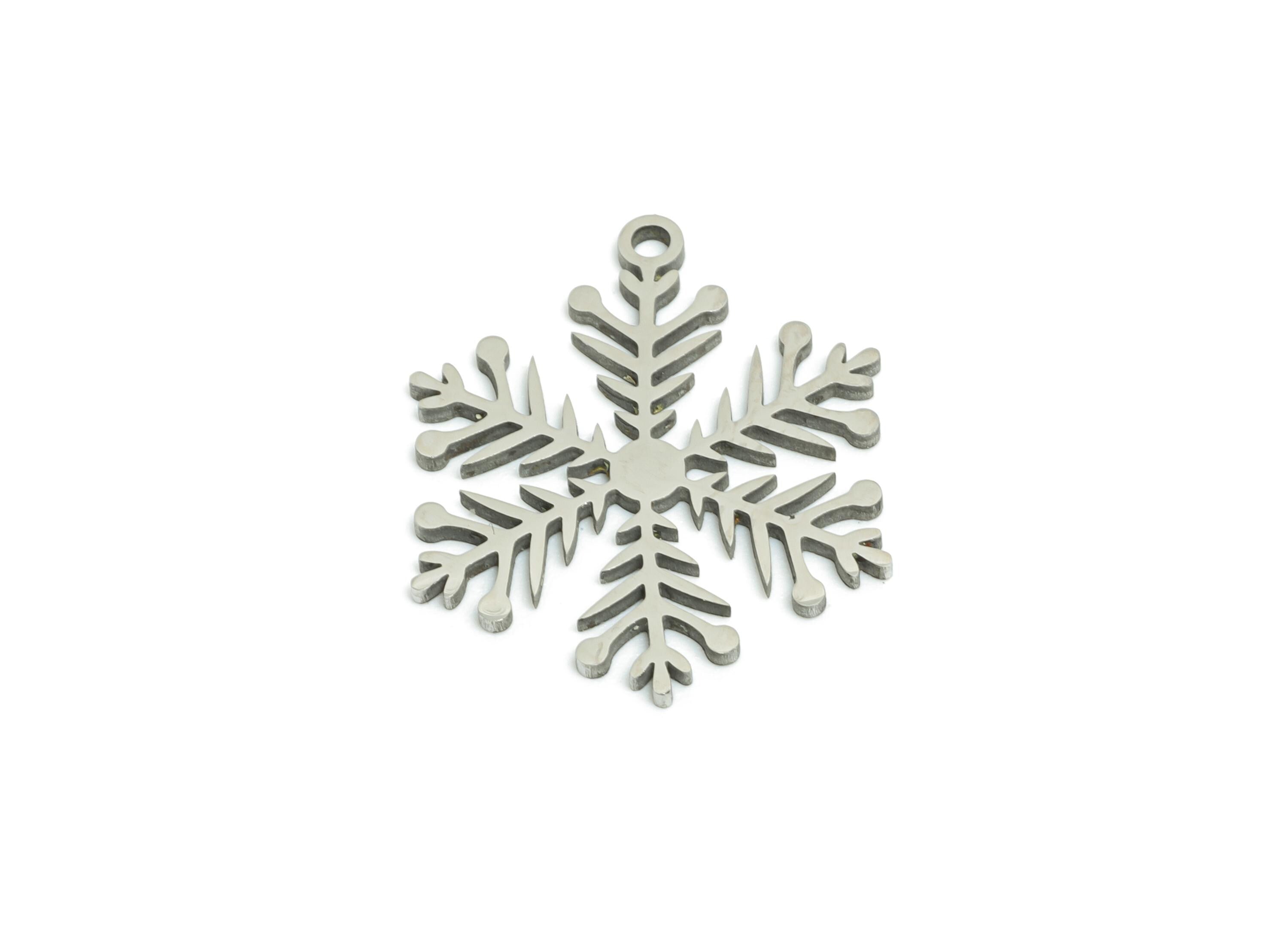 Steel Snowflake Charms - DIY Craft Snowflake Component - Winter Holiday Jewelry Charms - Steel Jewelry Finding - 19.8x16.22x0.98mm - SS2486 - DOMEDBAZAAR
