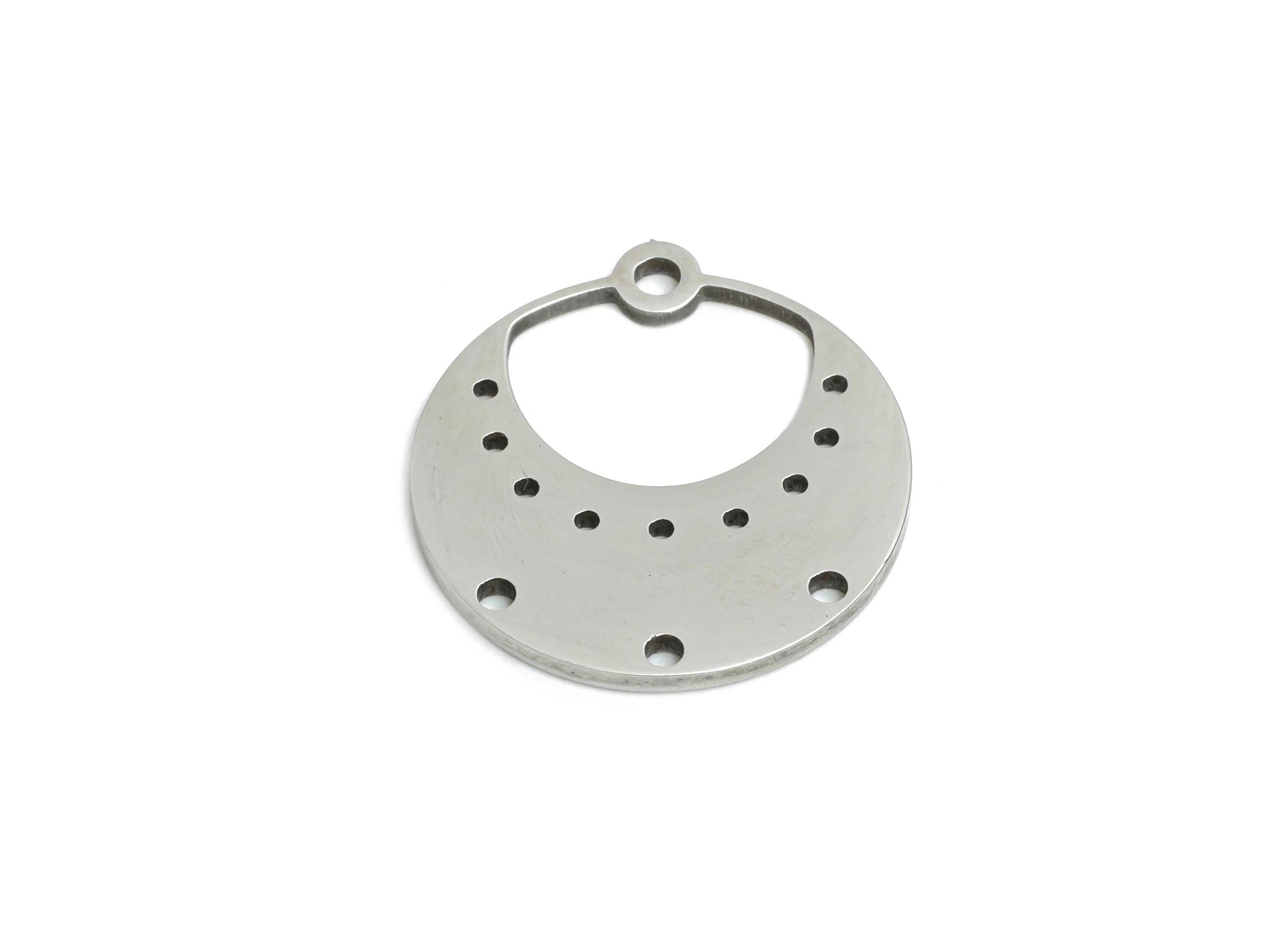Steel Crescent Earring Charm - Boho Moon Earring Charm - Whimsical Space Charm For Necklace - Stainless Steel Charm - 14.8x13x1mm - SS2463 - DOMEDBAZAAR