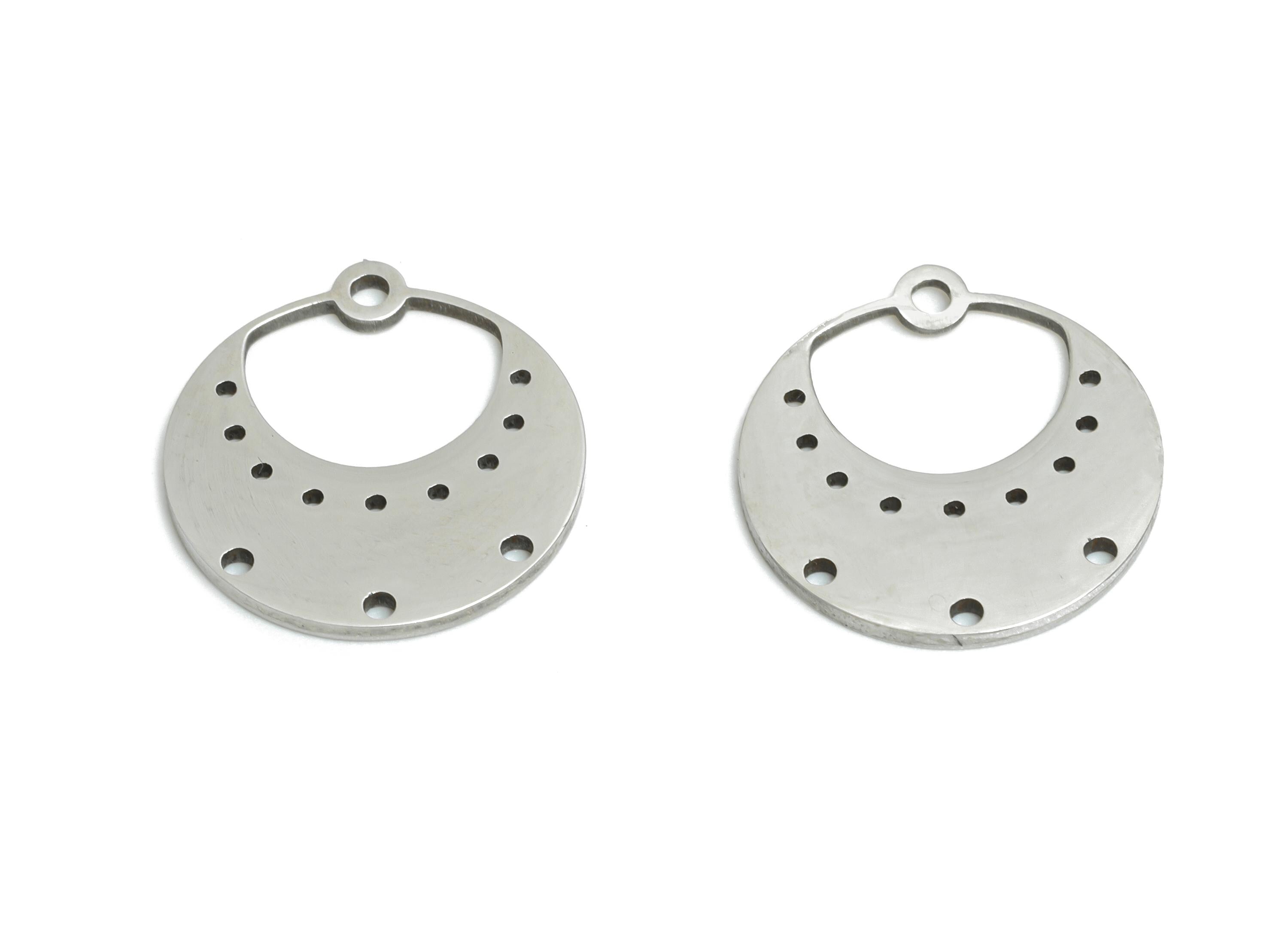 Steel Crescent Earring Charm - Boho Moon Earring Charm - Whimsical Space Charm For Necklace - Stainless Steel Charm - 14.8x13x1mm - SS2463 - DOMEDBAZAAR