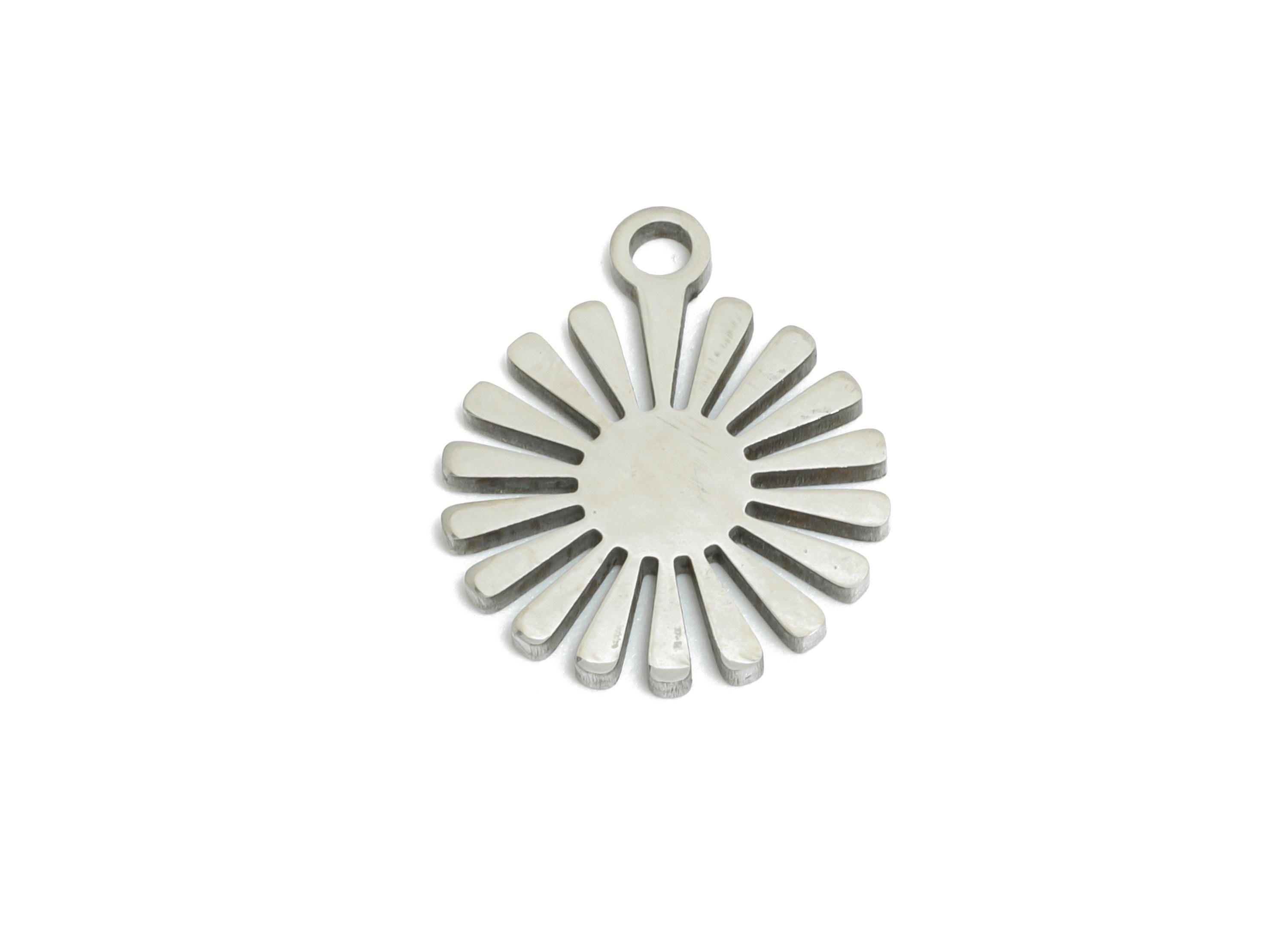 Steel Sun Earring Charm - Boho Sunshine Earring Charm - Sleek Flower Charm For Necklace - Stainless Steel Charm - 14x12x0.98mm - SS2441 - DOMEDBAZAAR