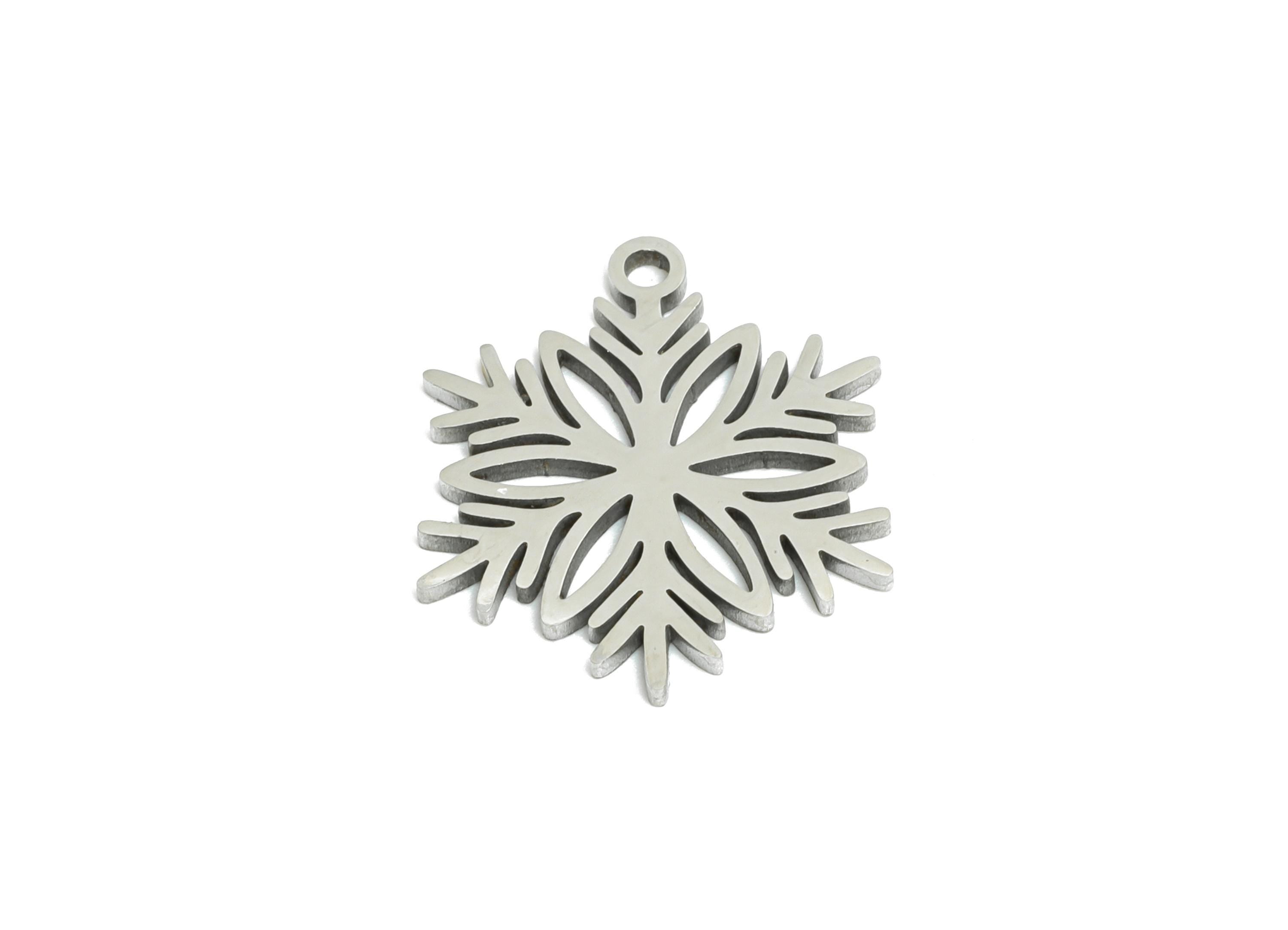 Steel Snowflake Charms - DIY Craft Snowflake Component - Winter Holiday Jewelry Charms - Steel Jewelry Finding - 15.8x13.57x0.98mm - SS2478 - DOMEDBAZAAR