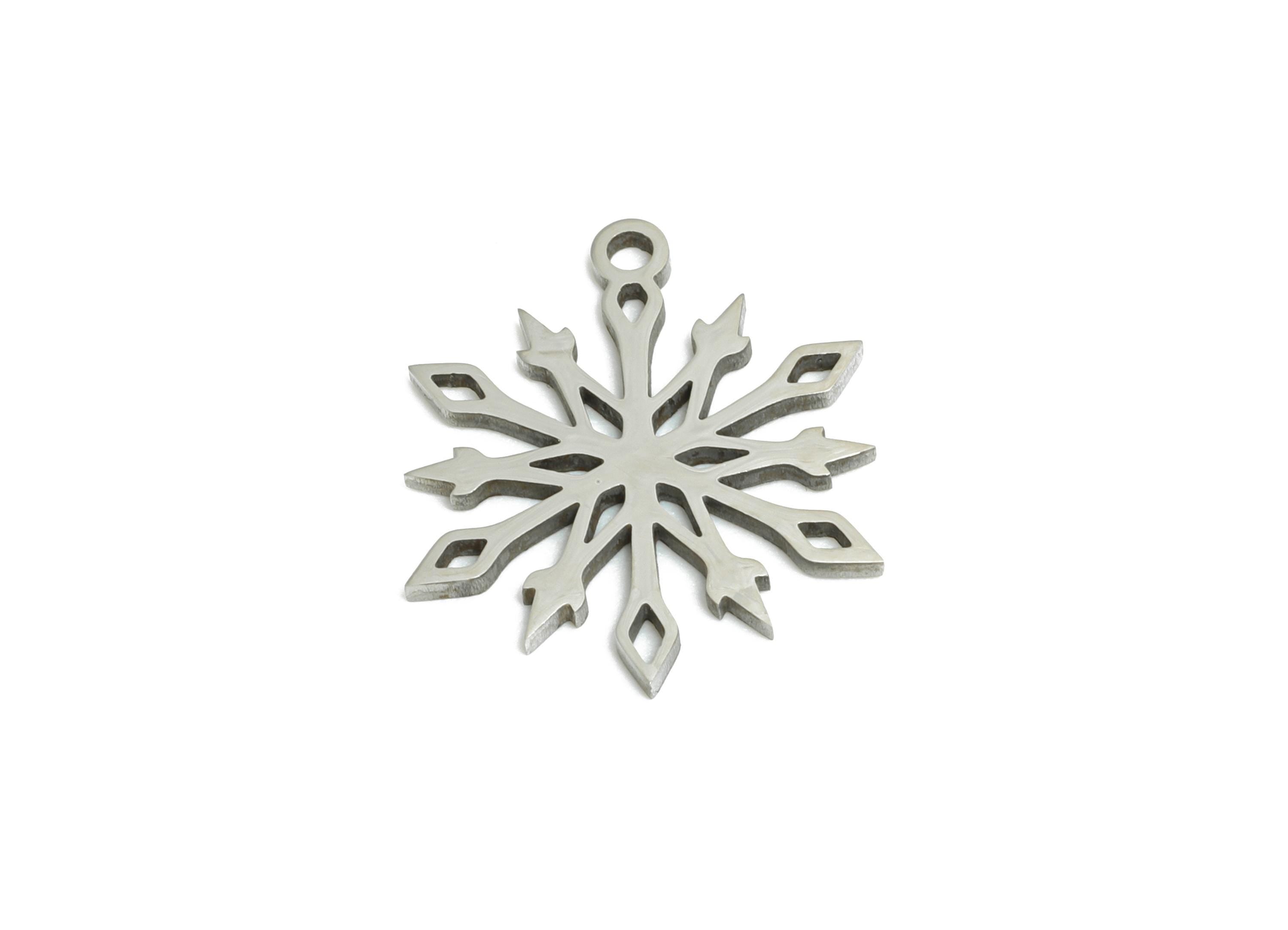 Steel Snowflake Charms - DIY Craft Snowflake Component - Winter Holiday Jewelry Charms - Steel Jewelry Finding - 15x15x0.98mm - SS2423 - DOMEDBAZAAR