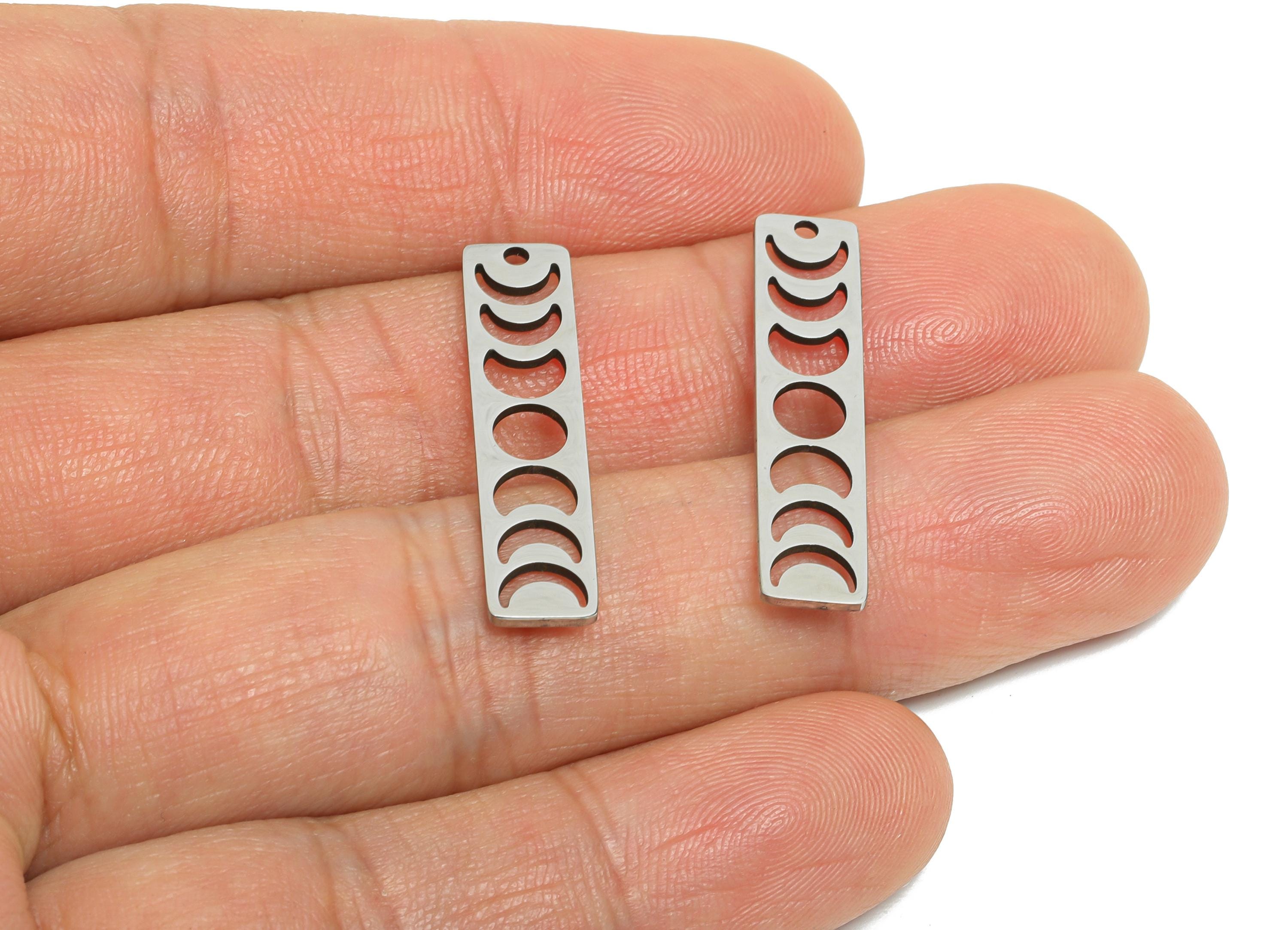 Steel Moon Phase Pendant - Lunar Cycle Jewelry - Celestial Necklace Charm - Handmade Celestial Jewelry Supply - 29.9x6x0.98mm - SS2433 - DOMEDBAZAAR