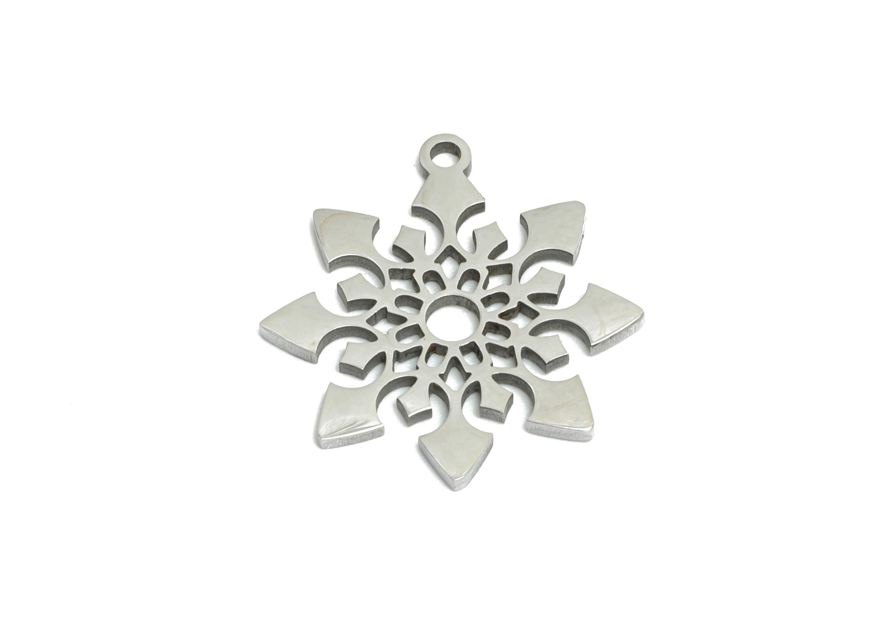 Steel Snowflake Charms - DIY Craft Snowflake Component - Winter Holiday Jewelry Charms - Steel Jewelry Finding - 17.5x15.13x0.98mm - SS2489 - DOMEDBAZAAR