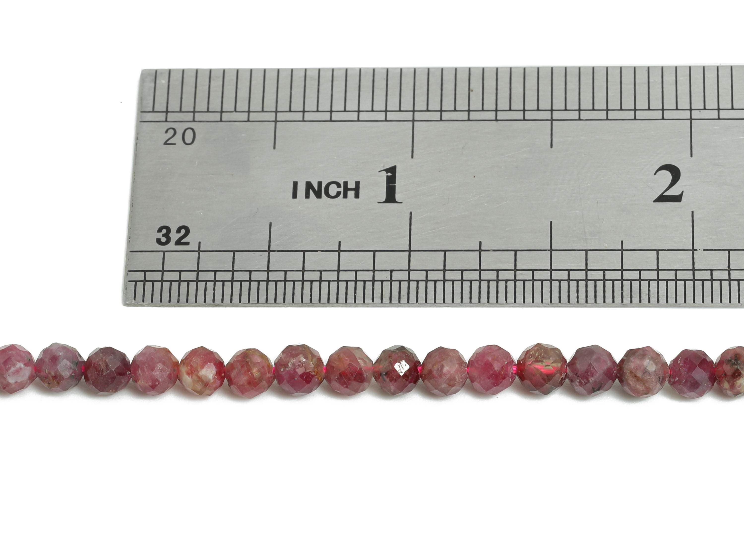 4mm Red Tourmaline Natural Stone Bead - Faceted Round Red Tourmaline 15.5 inch /Strand - Gemstone Bead for Handmade - Craft Healing -NS2505 - DOMEDBAZAAR