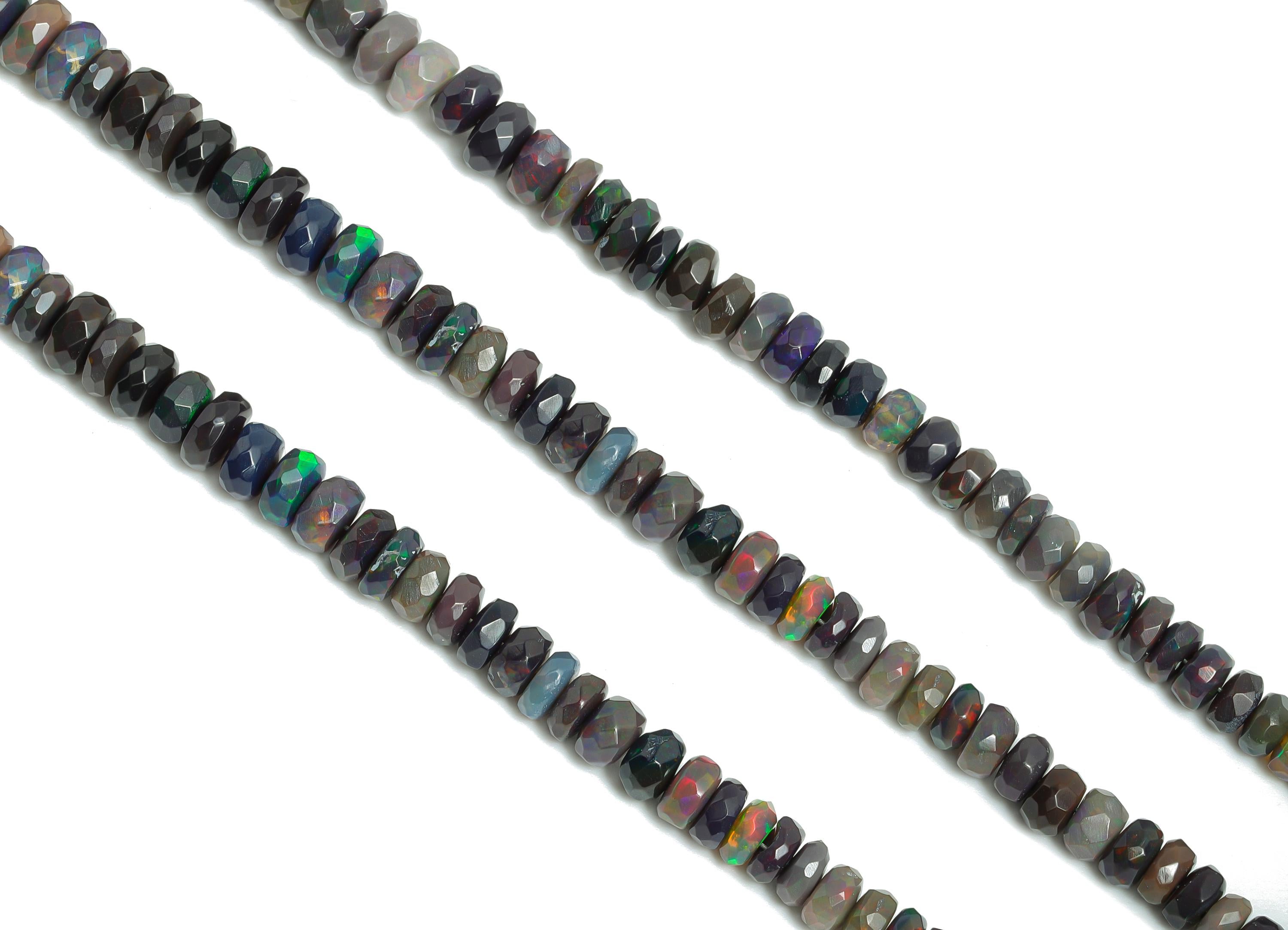 5x2mm Black Opal Natural Stone Bead - Faceted Round Black Opal 16.5 inch /Strand - High-Quality Bead for Handmade - Crystal Healing - NS2695 - DOMEDBAZAAR