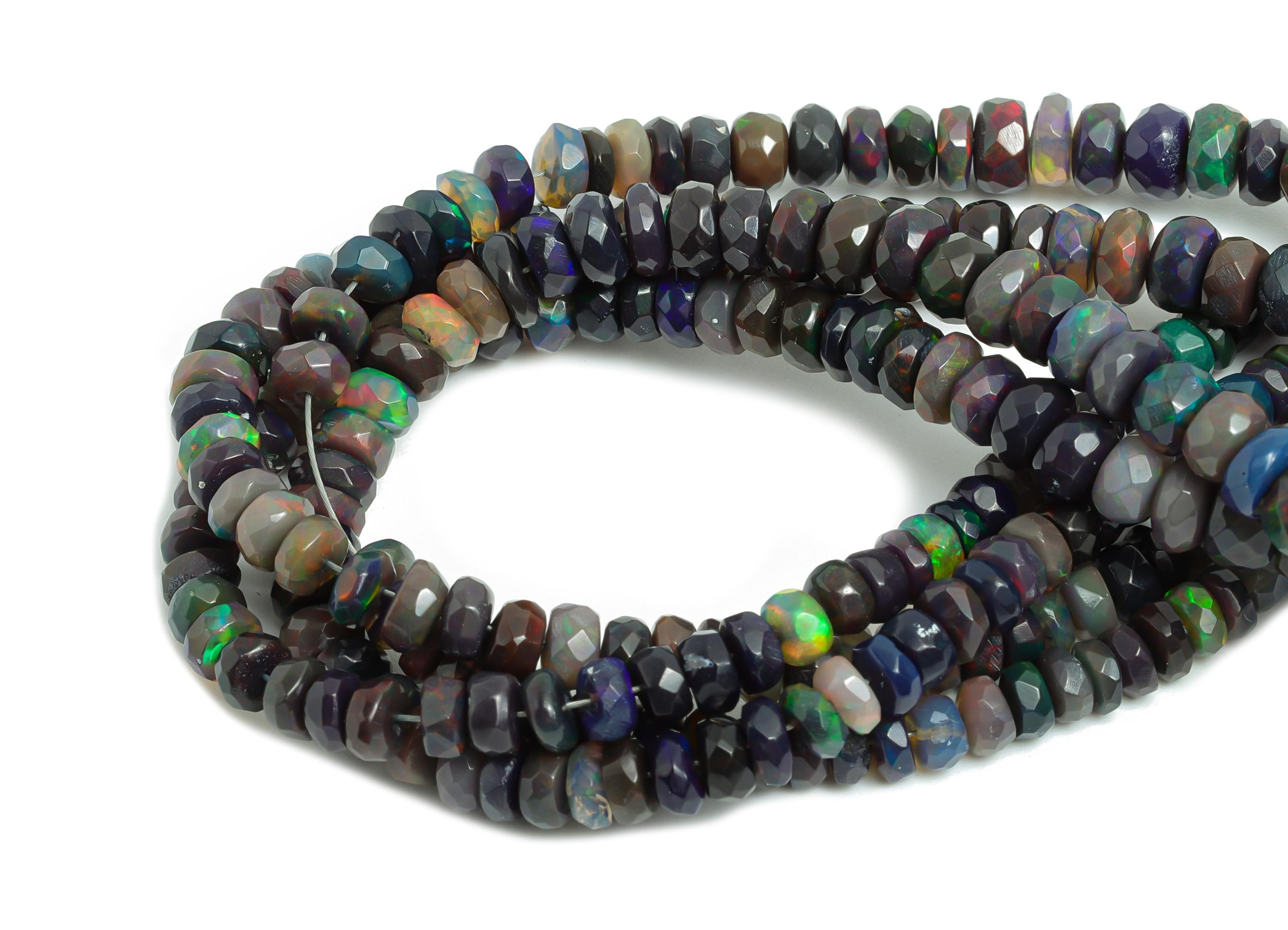 5x2mm Black Opal Natural Stone Bead - Faceted Round Black Opal 16.5 inch /Strand - High-Quality Bead for Handmade - Crystal Healing - NS2695 - DOMEDBAZAAR
