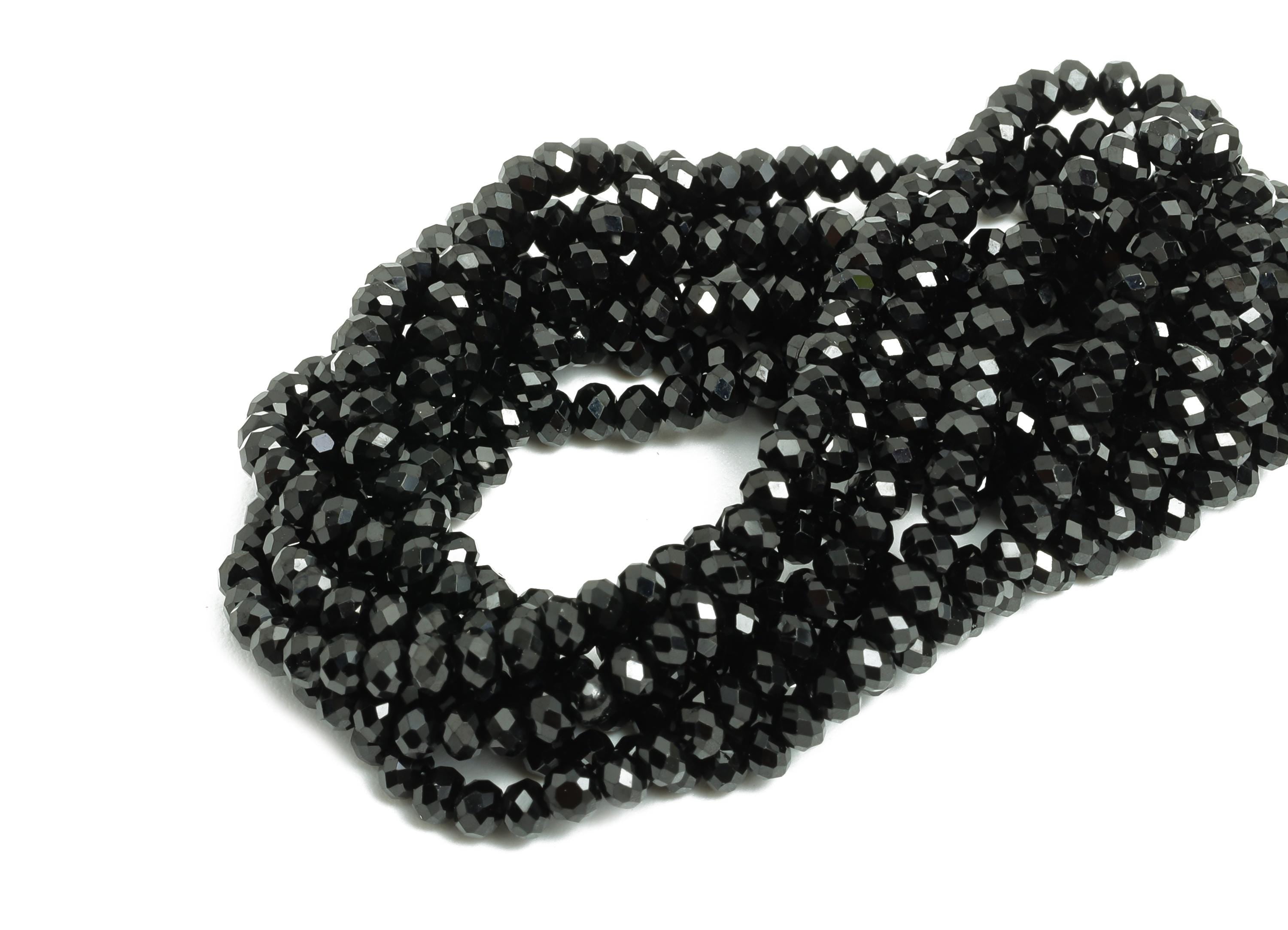 Black Tourmline Natural Stone Bead - Faceted Rondella Black Tourmline 15.5 inch /Strand - Gemstone Beads - Crystal Healing Bead - NS2469 - DOMEDBAZAAR