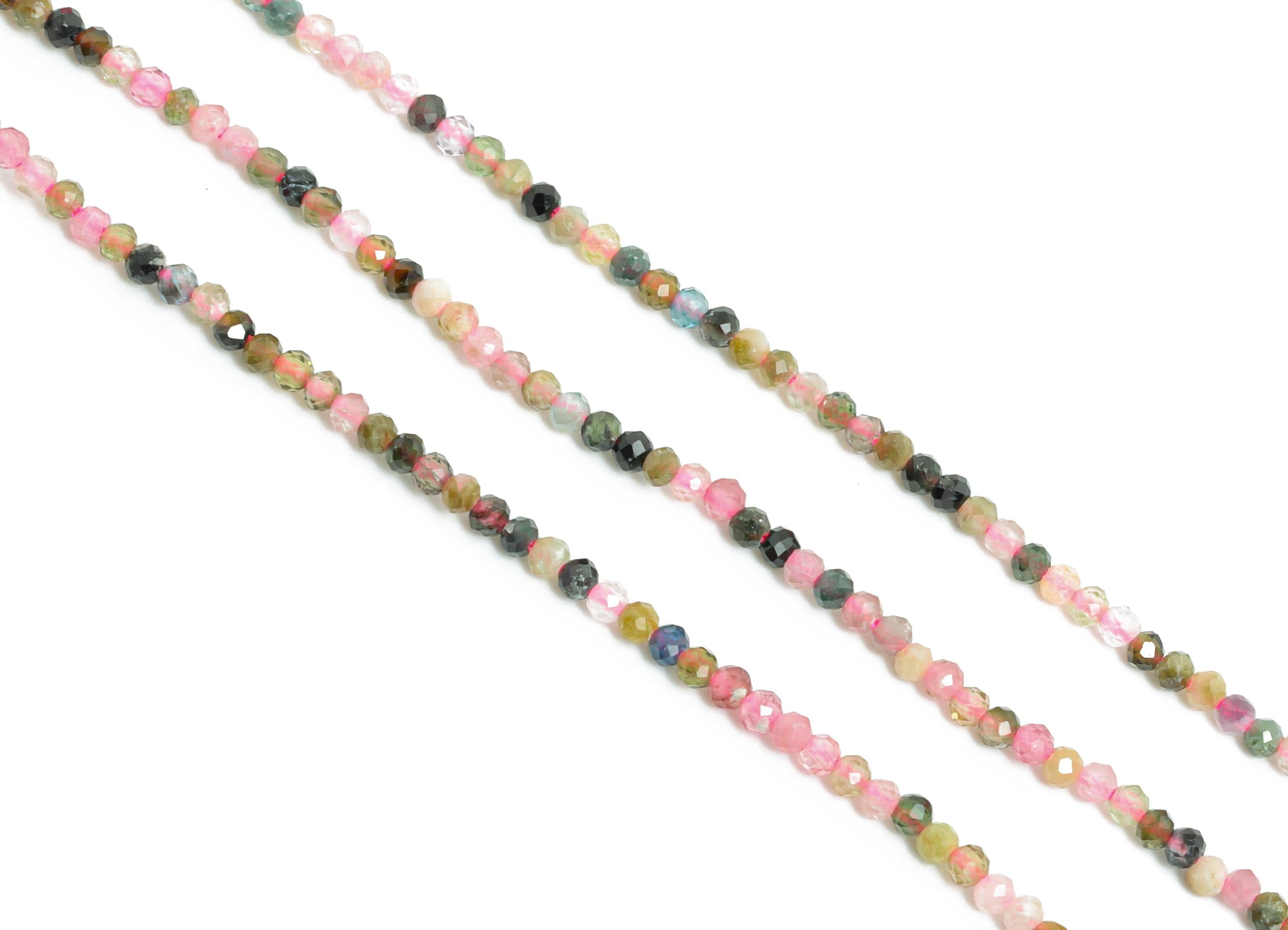 1.9x1.7mm Tourmaline Natural Stone Bead - Faceted Round Tourmaline 15.5inch/Strand - Handmade High-Quality Bead -Crystal Healing Bead-NS2484 - DOMEDBAZAAR