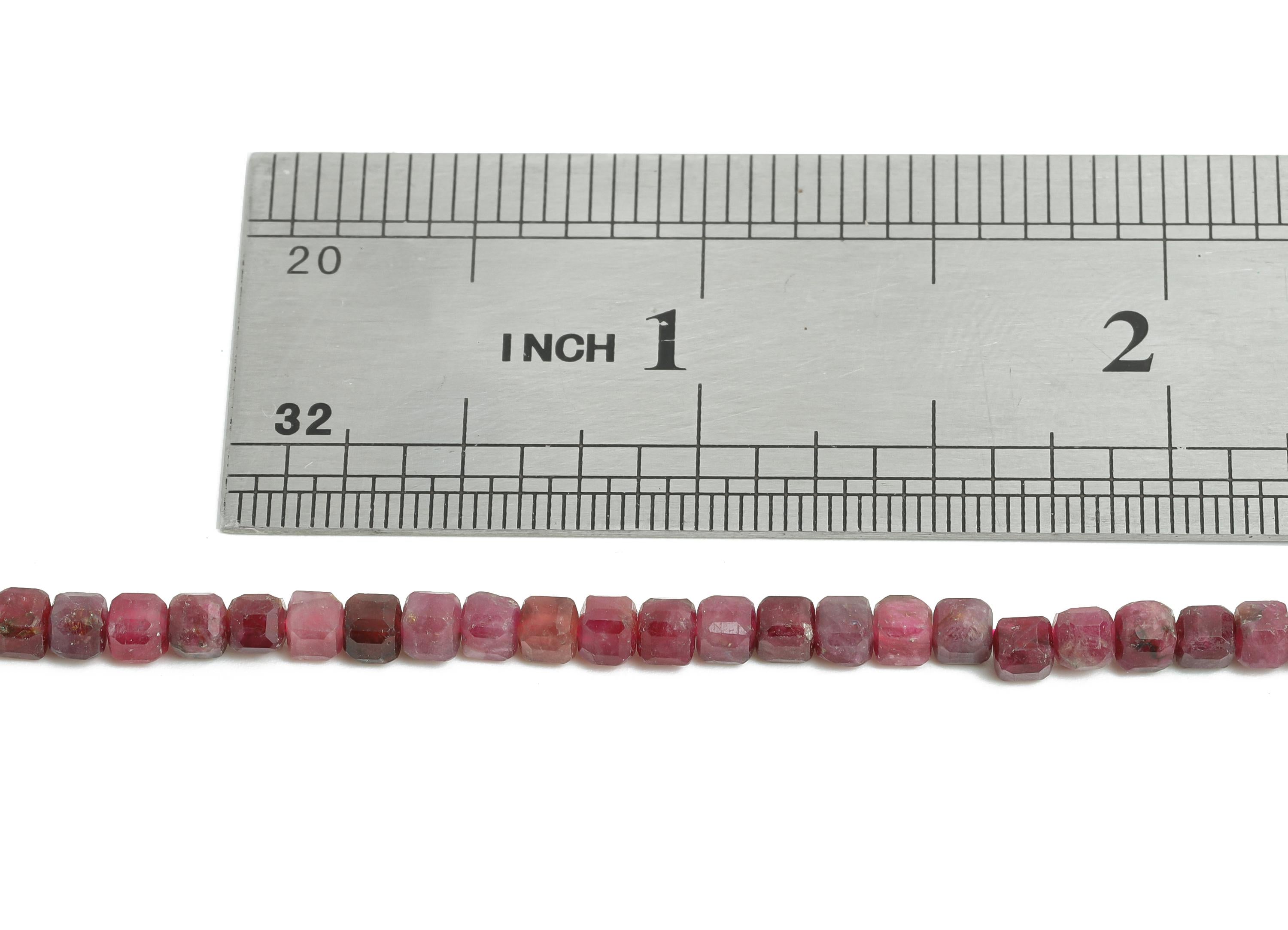 3mm Red Tourmaline Natural Stone Bead - Faceted Cube Red Tourmaline Stone 15.5 inch /Strand - Handmade Gemstone Bead - Healing Bead - NS2501 - DOMEDBAZAAR