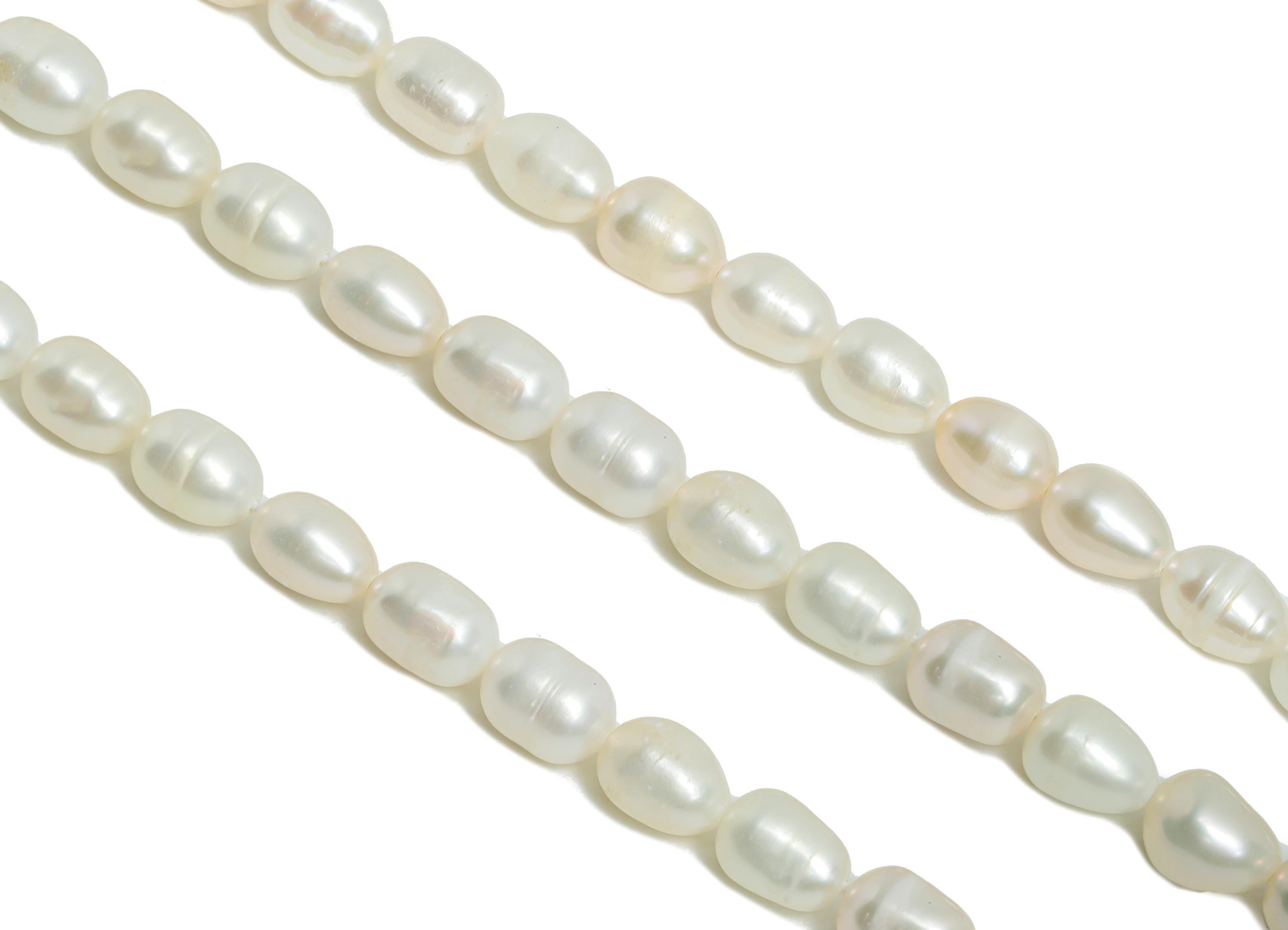 35cm Natural Pearl Beads - High-Quality Pearl Beads 13.5 inch /Strand - Pearls for DIY Jewelry - Classic White Pearls - 7x5x5.3mm - NS2954 - DOMEDBAZAAR