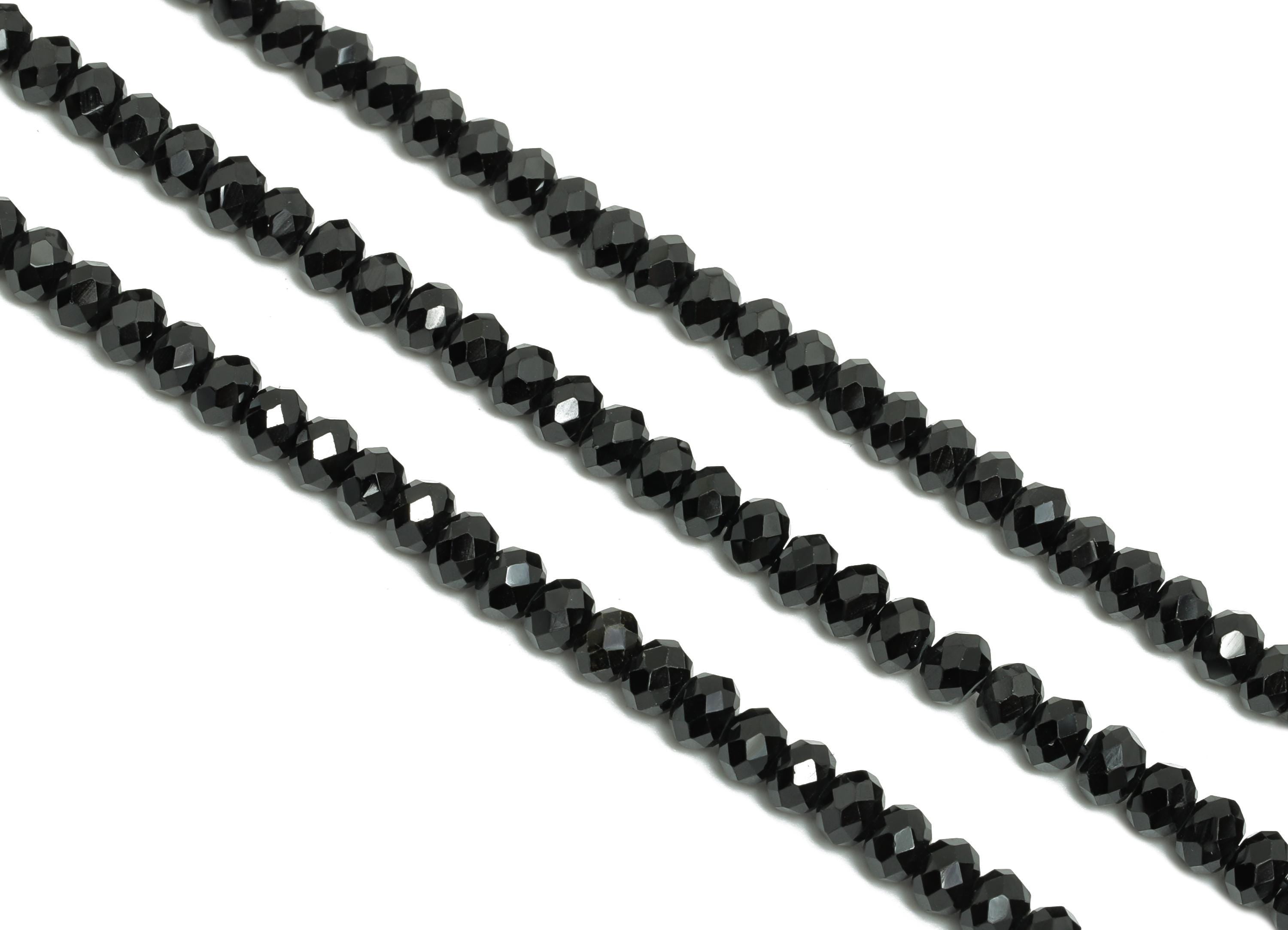 3x4mm Black Spinel Natural Stone Beads - Faceted Rondella Black Spinel Beads 15.5 inch /Strand - Handmade Stone Bead - Jewelry Making-NS2480 - DOMEDBAZAAR