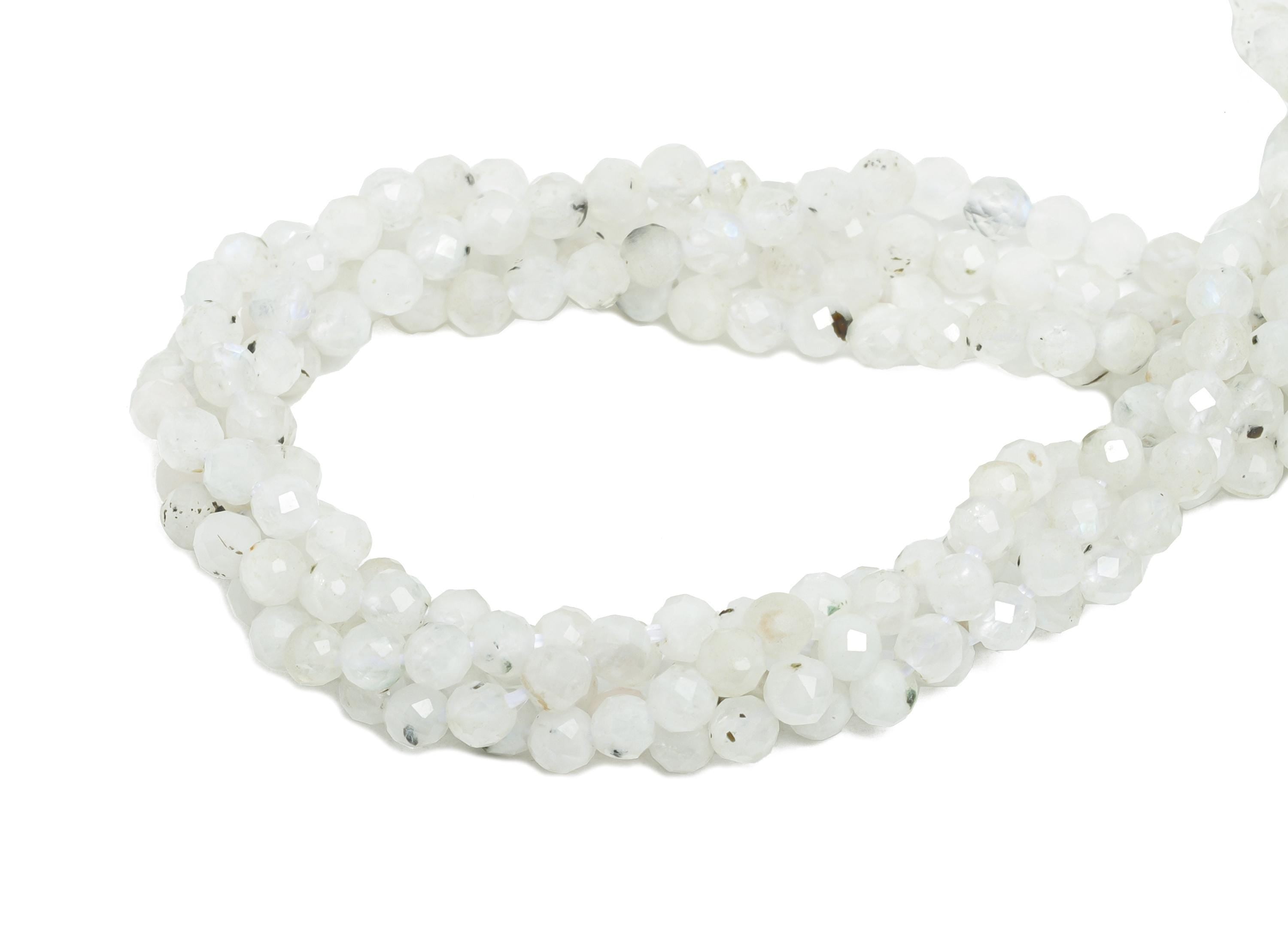 3mm Moonstone Stone Beads - Faceted Moonstone Beads 15.5 inch /Strand/145pcs - Healing Moonstone Beads - High-Quality Moonstone - NS2957 - DOMEDBAZAAR