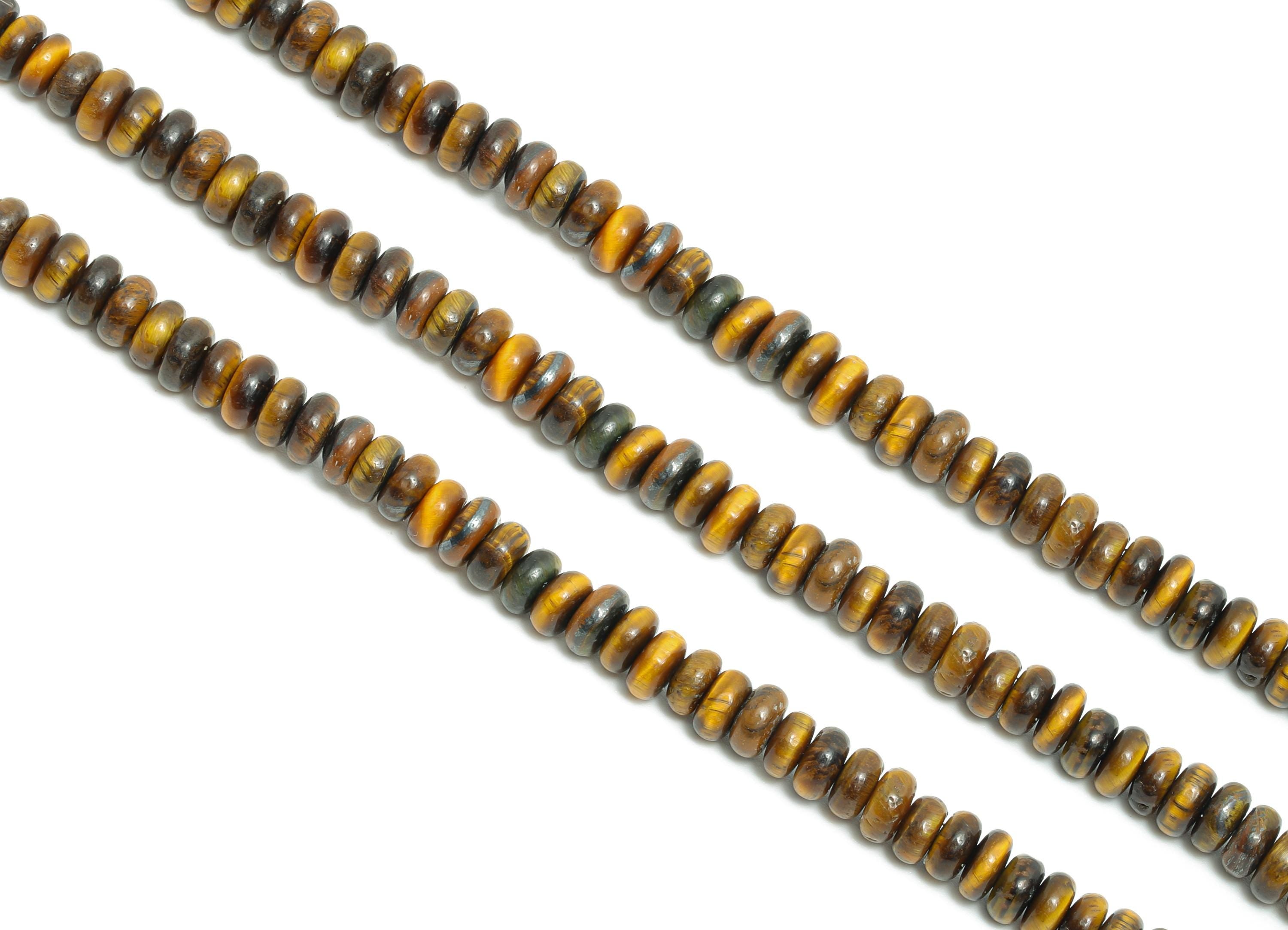 4x2mm Tigereye Natural Beads - Smooth Rondella Tigereye Natural Stone 15 inch /Strand - Crafting Gemstone Bead - Healing Stone Bead - NS2996 - DOMEDBAZAAR