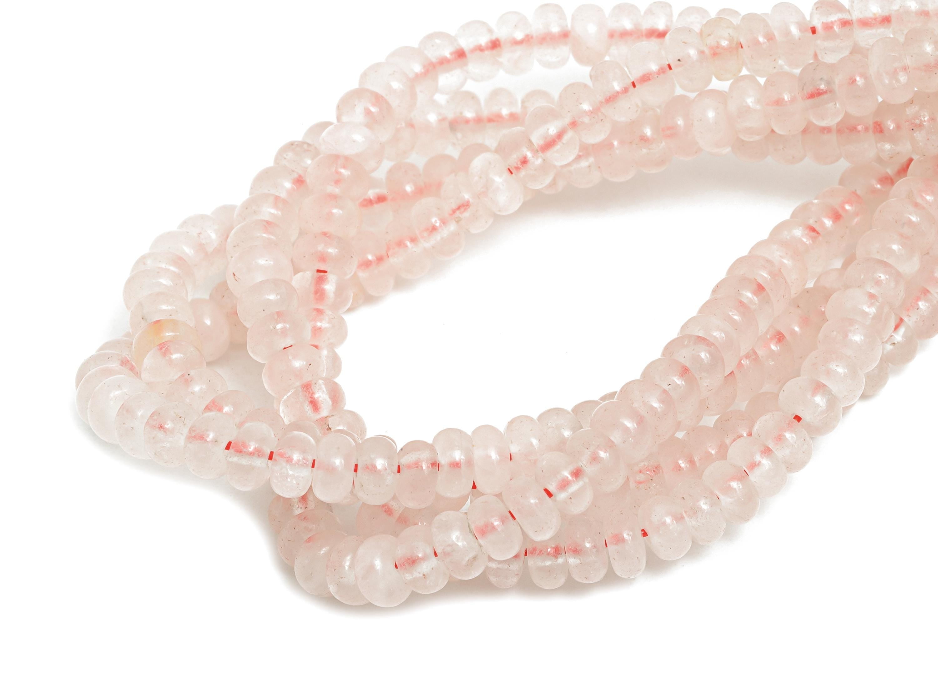 4x2mm Pink Quartz Natural Stone Beads - Smooth Rondella Rose Quartz 15 inch /Strand - DIY Crafting Gemstone Bead - Handmade Jewelry - NS2987 - DOMEDBAZAAR