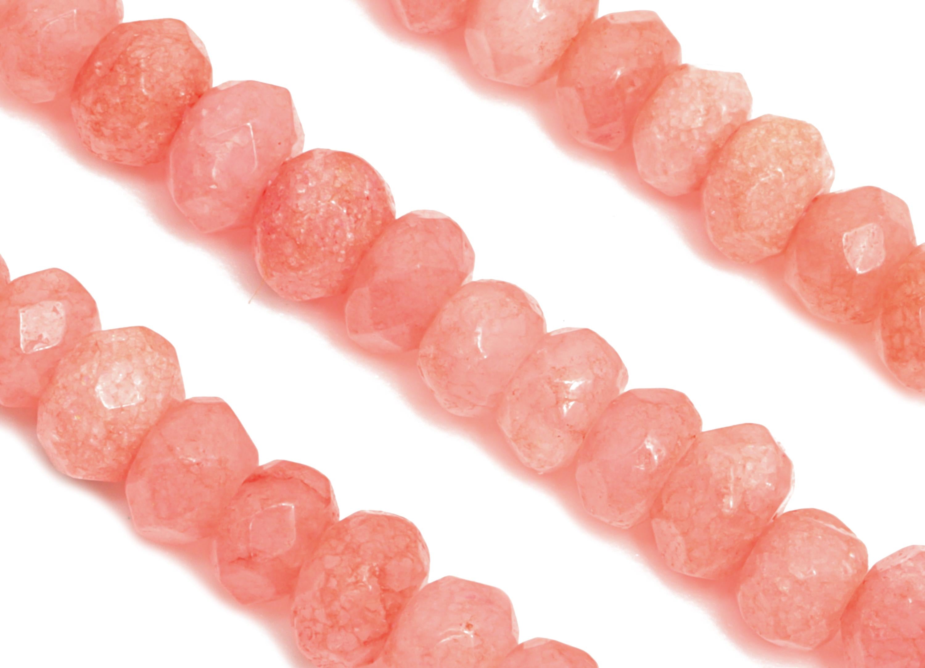 3x2mm Pink Jade Natural Stone Bead - Faceted Rondella Pink Jade 14.56 inch /Strand - Crafting Gemstone Bead - Handmade Jewelry Bead - NS2982 - DOMEDBAZAAR