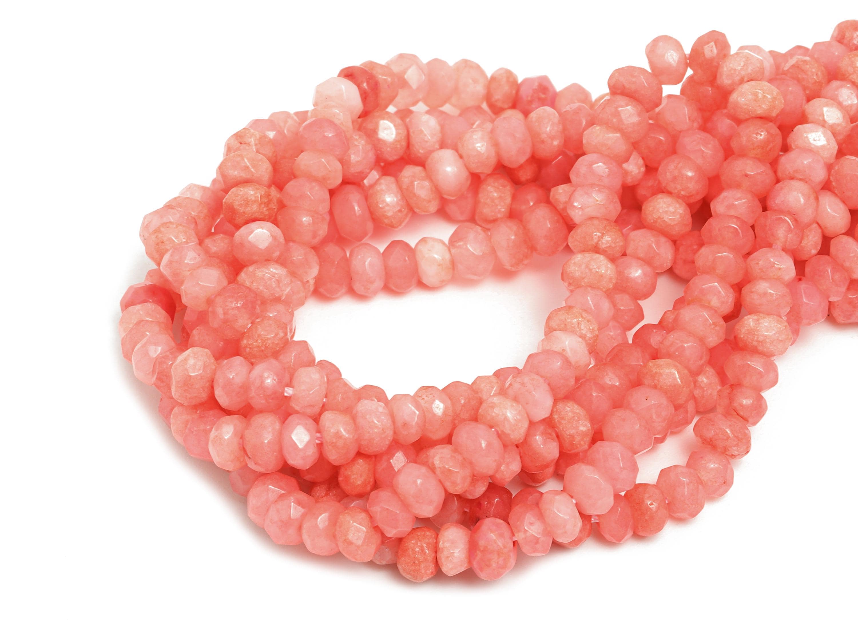 3x2mm Pink Jade Natural Stone Bead - Faceted Rondella Pink Jade 14.56 inch /Strand - Crafting Gemstone Bead - Handmade Jewelry Bead - NS2982 - DOMEDBAZAAR
