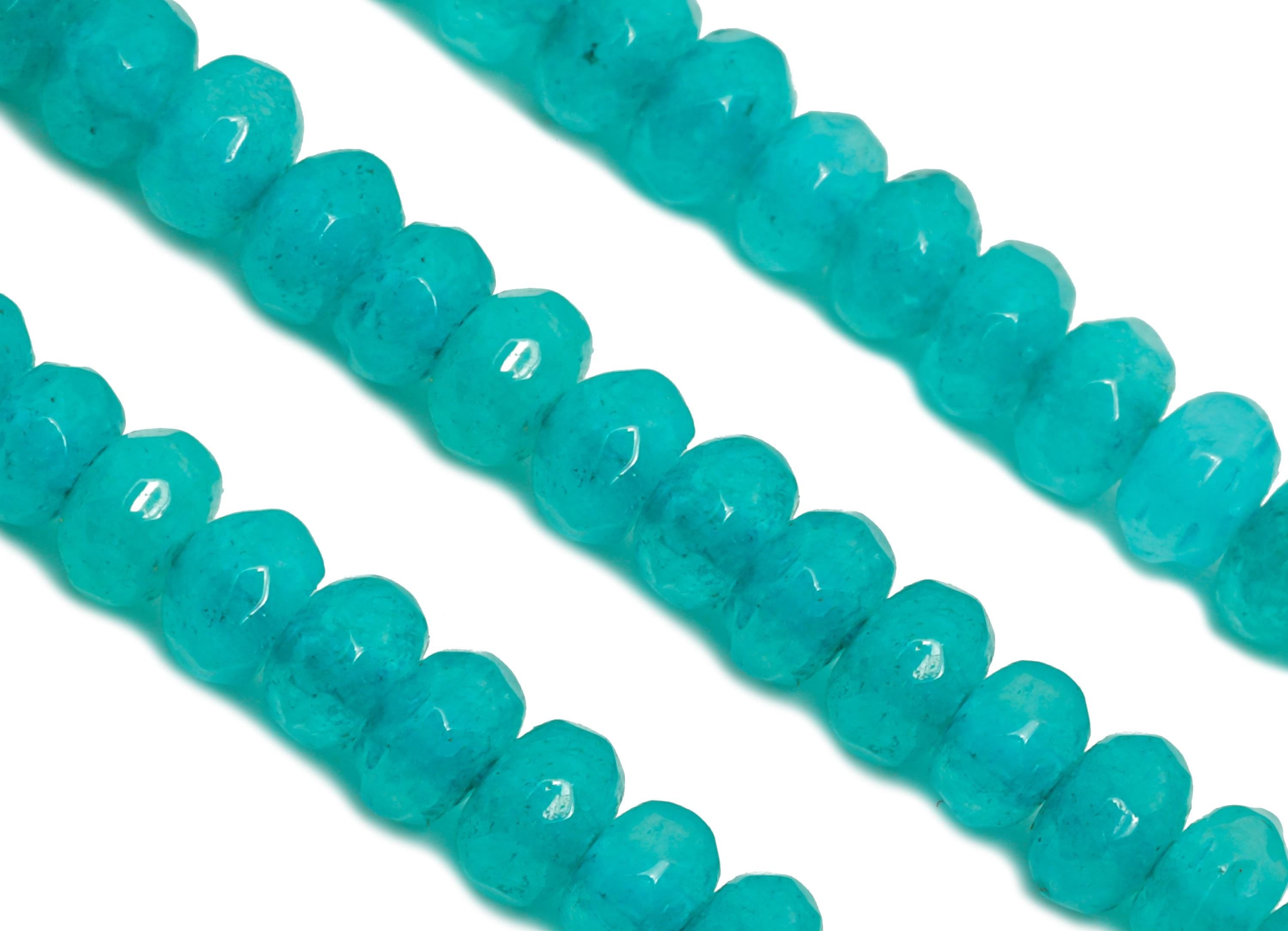 4x3mm Amazonite Natural Stone Bead - Faceted Rondella Smooth Bead 14.56 inch /Strand - Blue Crafting Gemstone Bead - Healing Stone - NS2979 - DOMEDBAZAAR