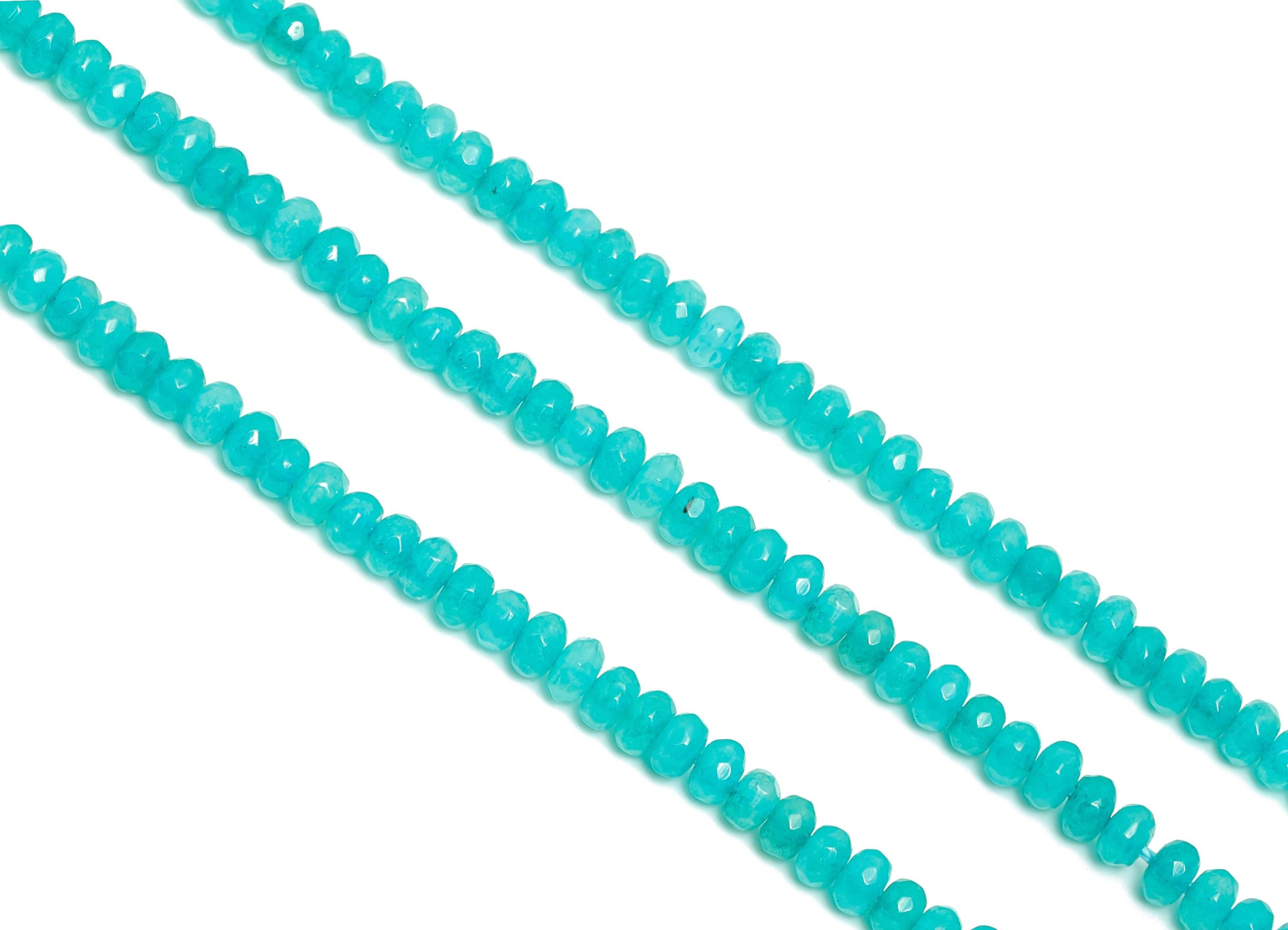 4x3mm Amazonite Natural Stone Bead - Faceted Rondella Smooth Bead 14.56 inch /Strand - Blue Crafting Gemstone Bead - Healing Stone - NS2979 - DOMEDBAZAAR